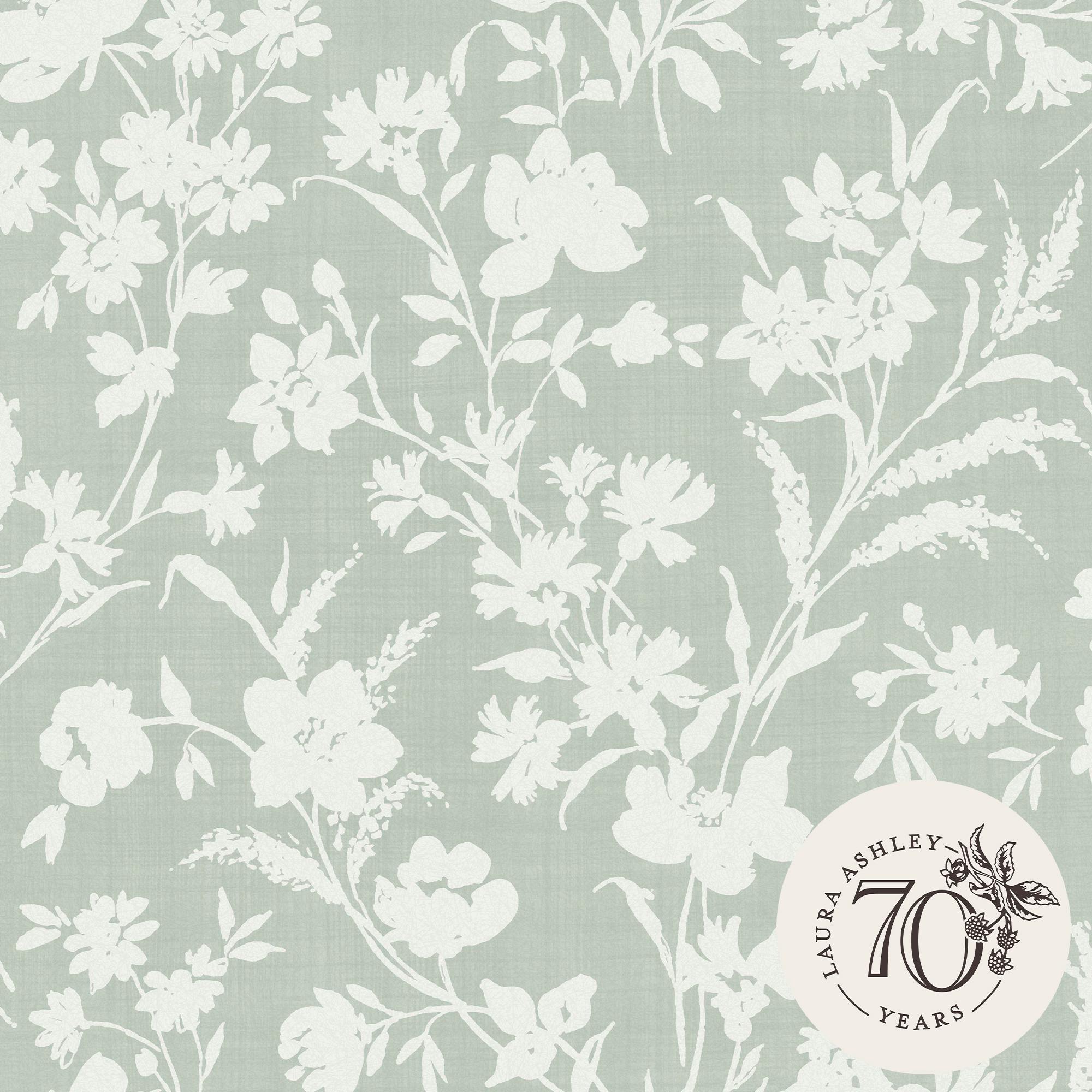 Laura Ashley Green Rye Wallpaper - Sage - 10M