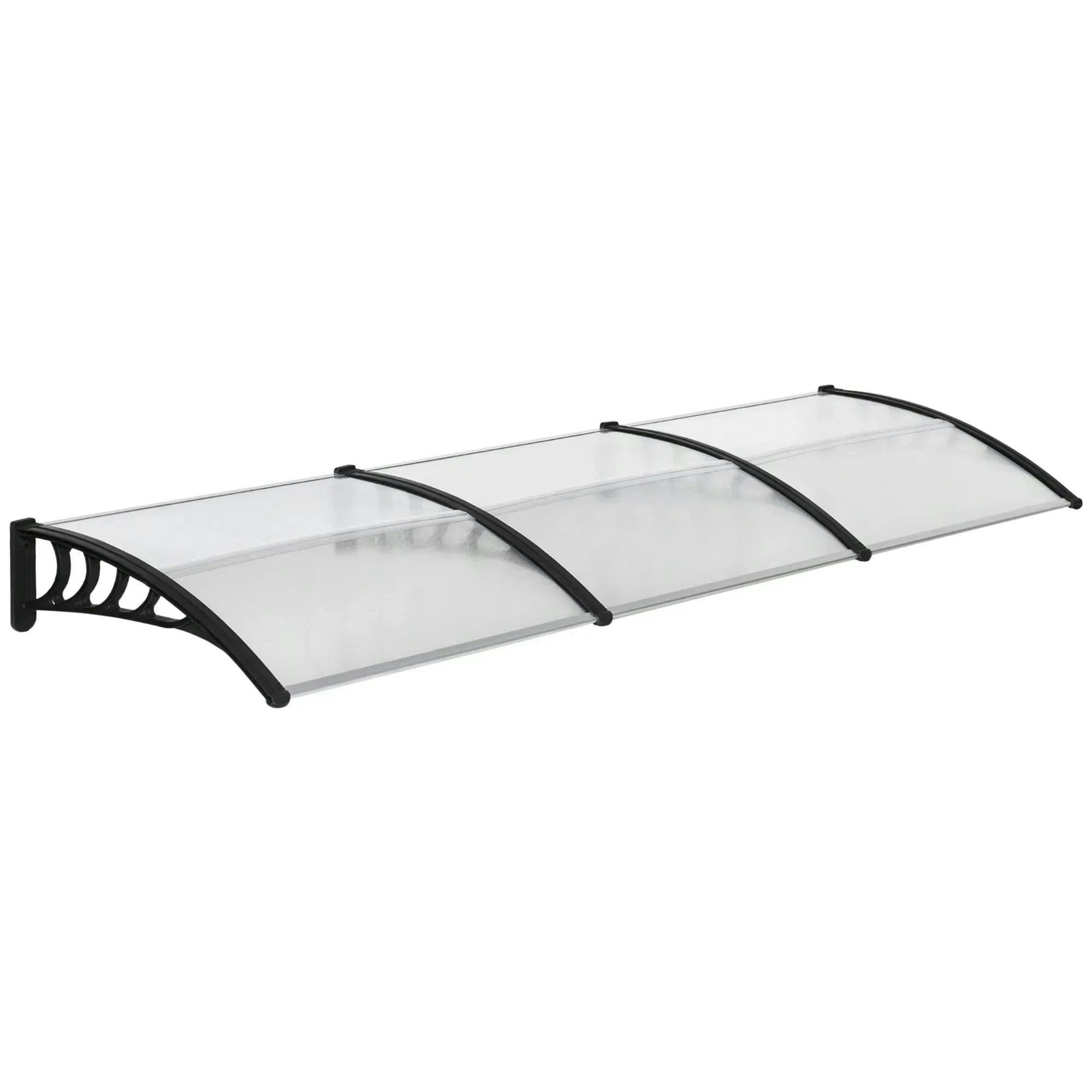 Outsunny Door Canopy 100 (W) X 300 (D) X 26 (H) Mm Polycarbonate, Aluminium, Pp Black - Image 7