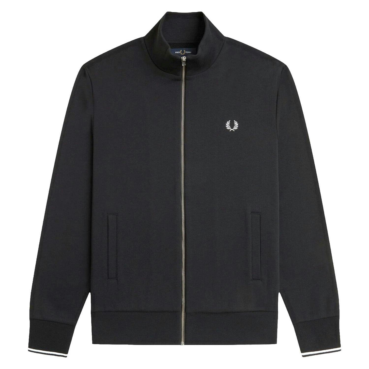 Fred Perry Black/White Full Zip Through Sweat - Medium