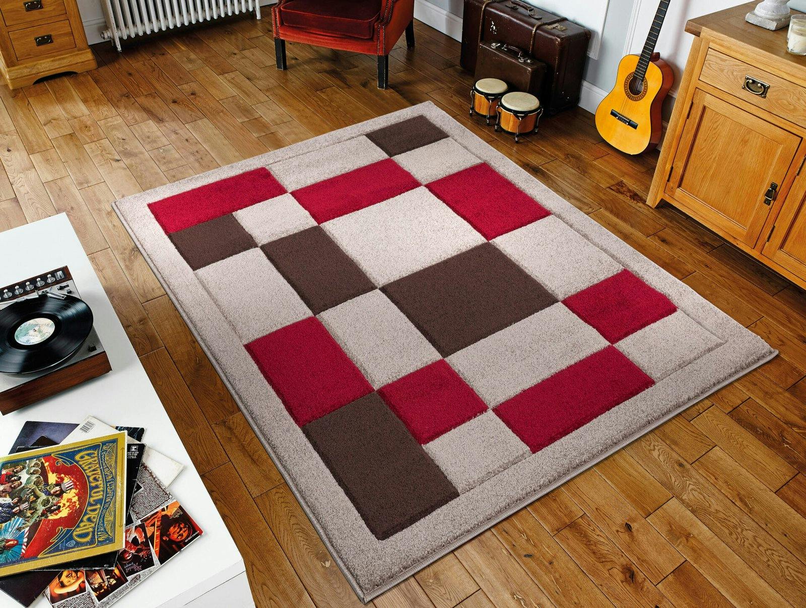 Rackhams Beige/Red Havana Carved Rug - 60Cm X 220Cm (2Ft X 7.2Ft)