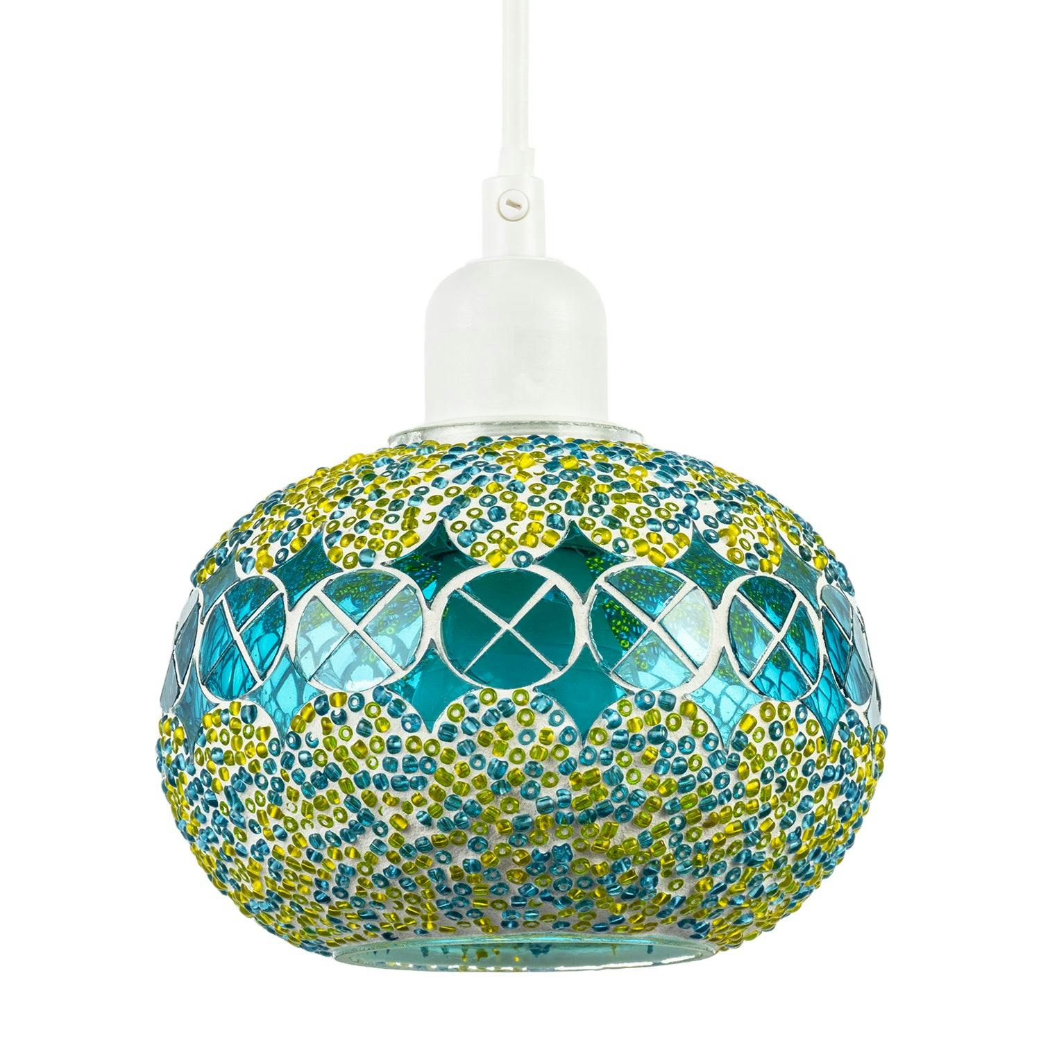 Rackhams Light/Yellow Glass Globe Mosaic Ceiling Pendant Ing Shade With Rounded Shape