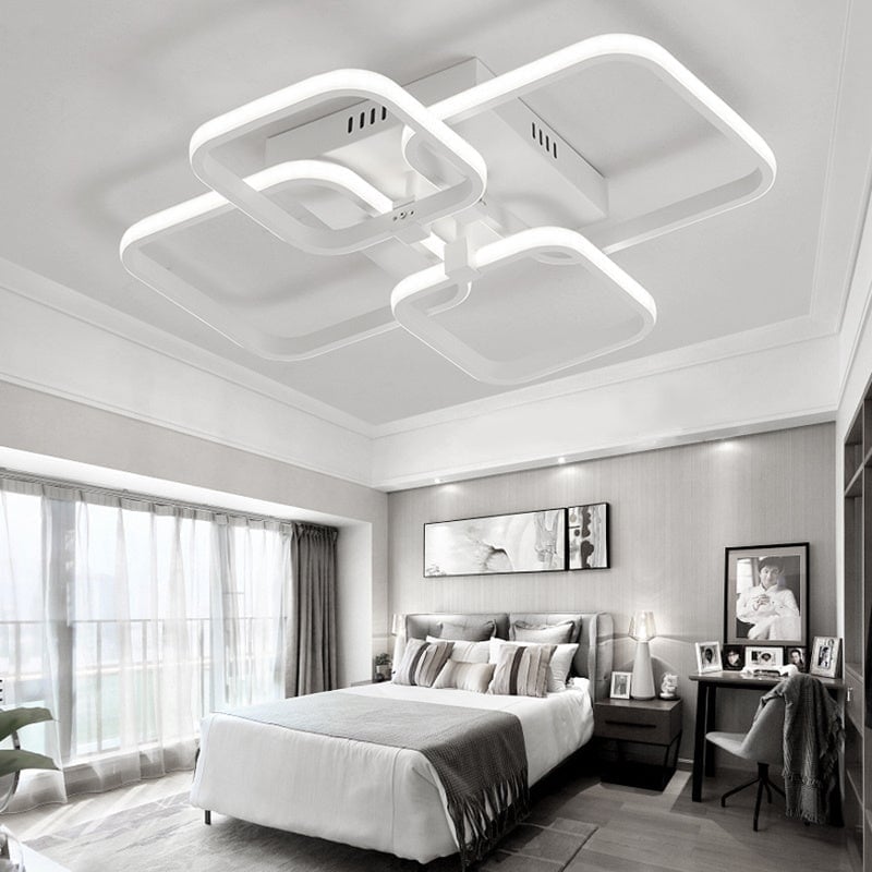 Rackhams Light New Led Ceiling Fixture With Square Lampshades - 6 Square Shades