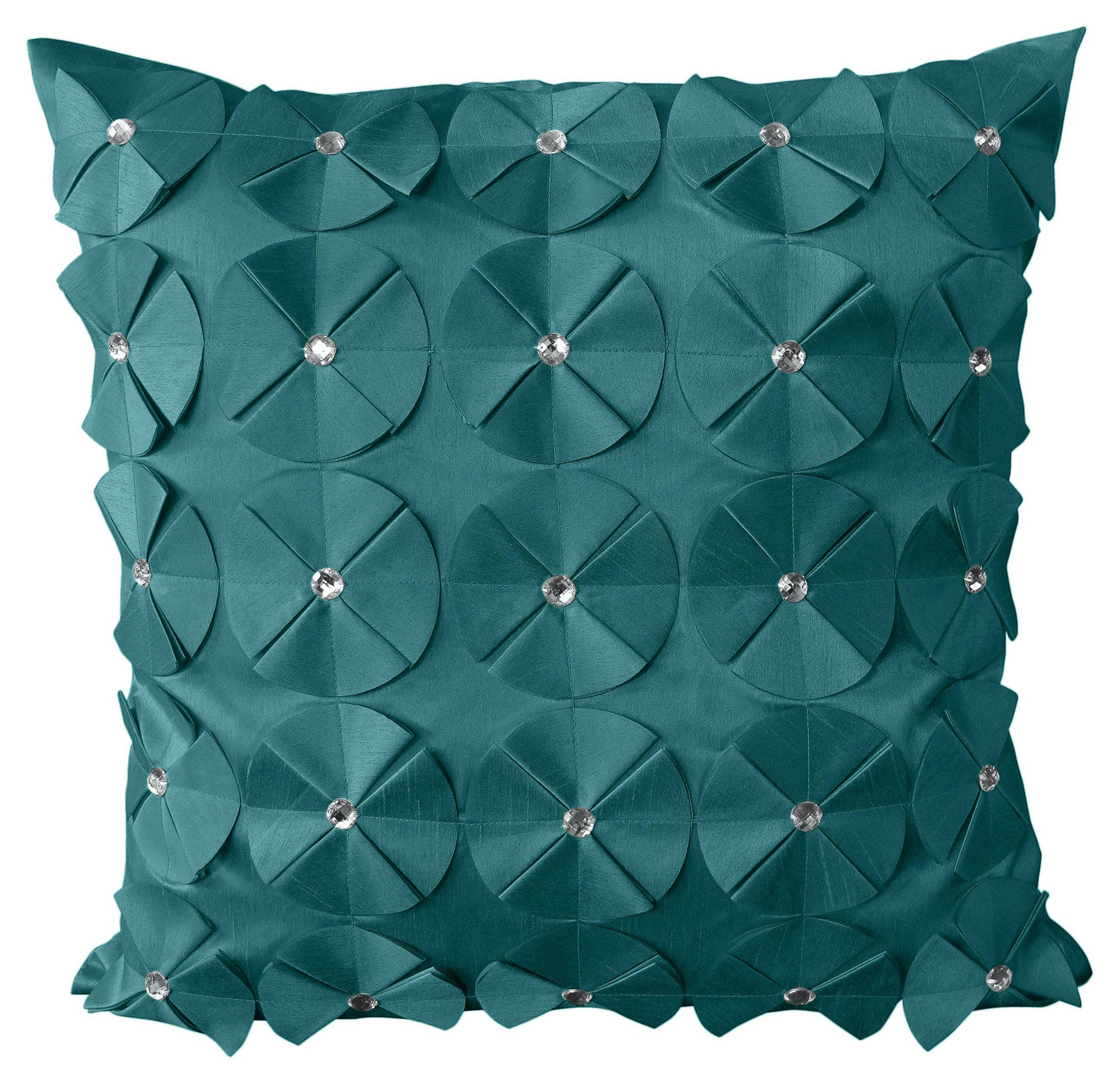 Rackhams Blue 3D Petal Detail With Gem Stud Detail Cushion - 43Cm X 43Cm