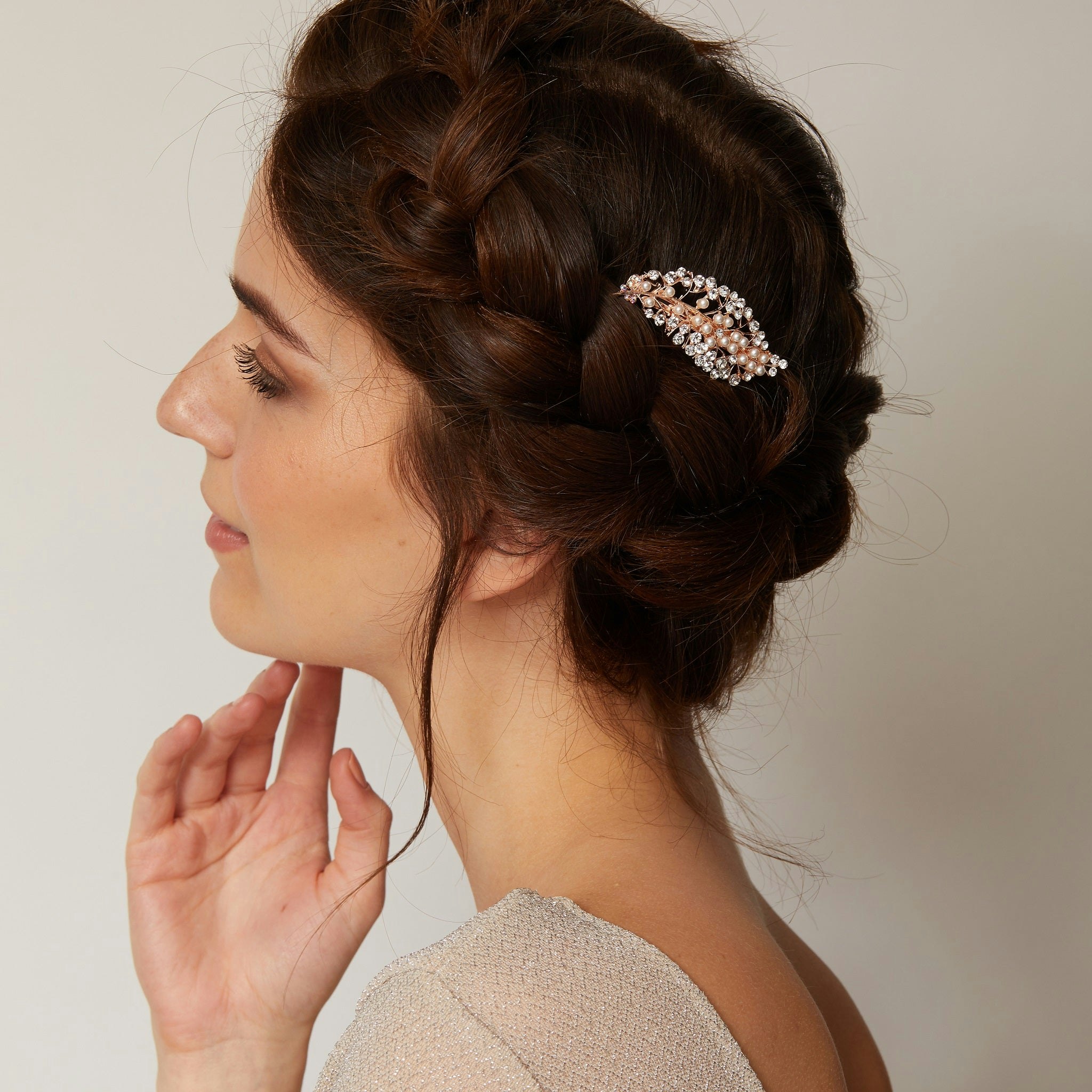 Queenmee Accessories Gold Rose Pearl Hair Clip