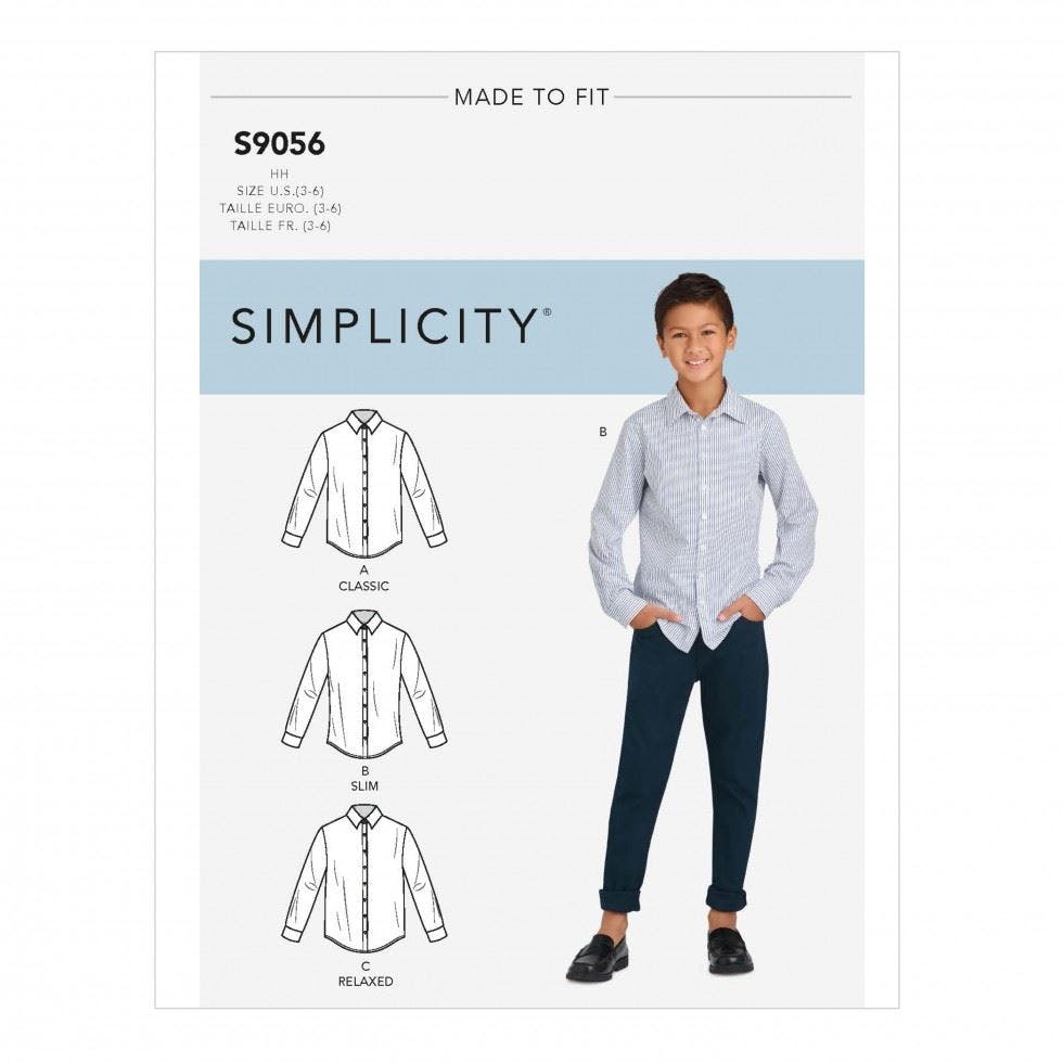Simplicity Sewing Pattern 9056, Shirts For Kids, Teenagers, Hh (3-4-5-6) - Intermediate - Hh (3-4-5-6)