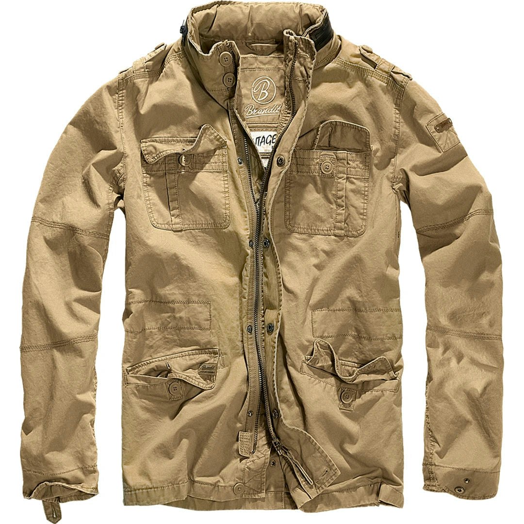 Brandit Men's Light Military M65 Short Combat Field Jacket Parka - Camel - Medium