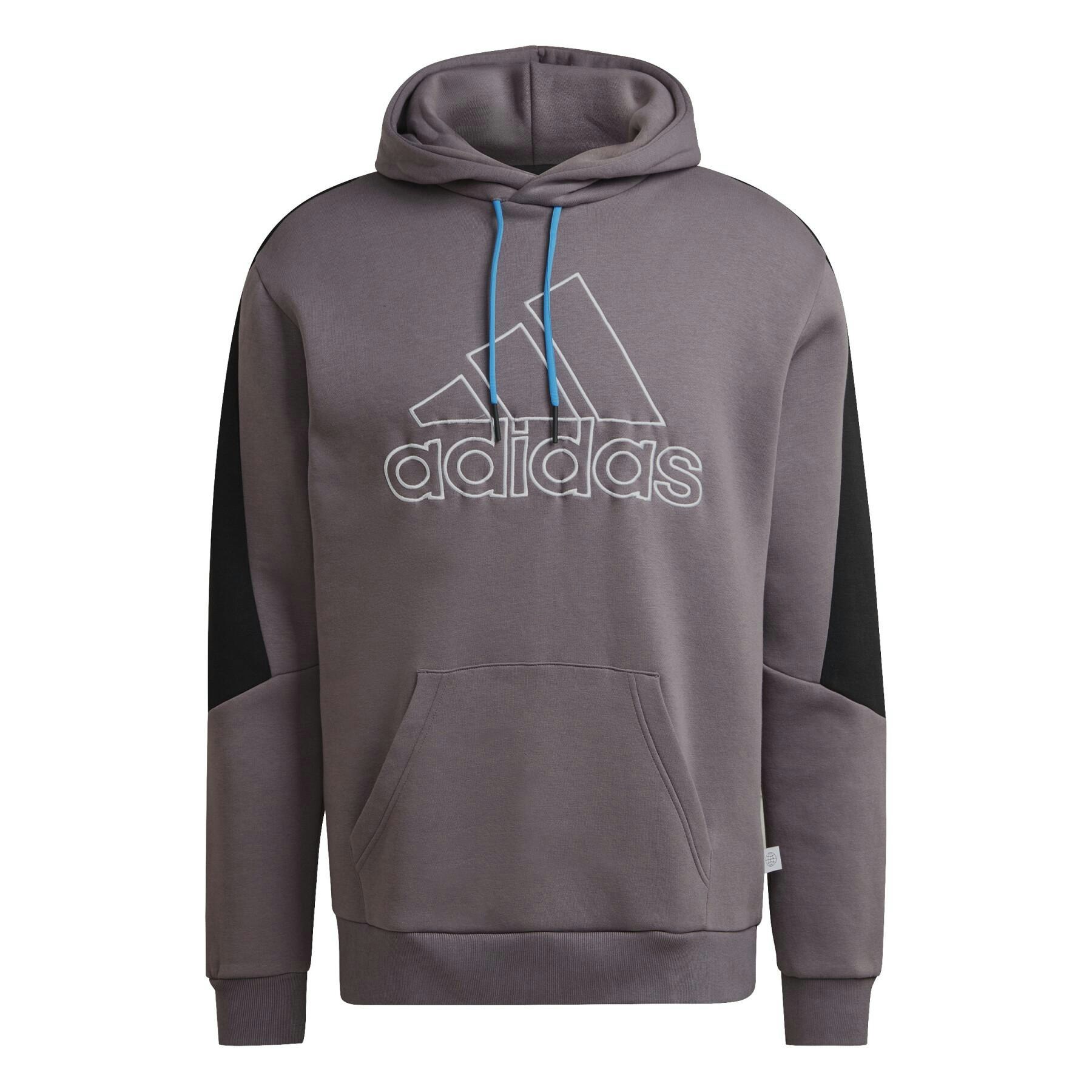 Adidas Men's Grey/Black Ess Future Icons Hoodie - S
