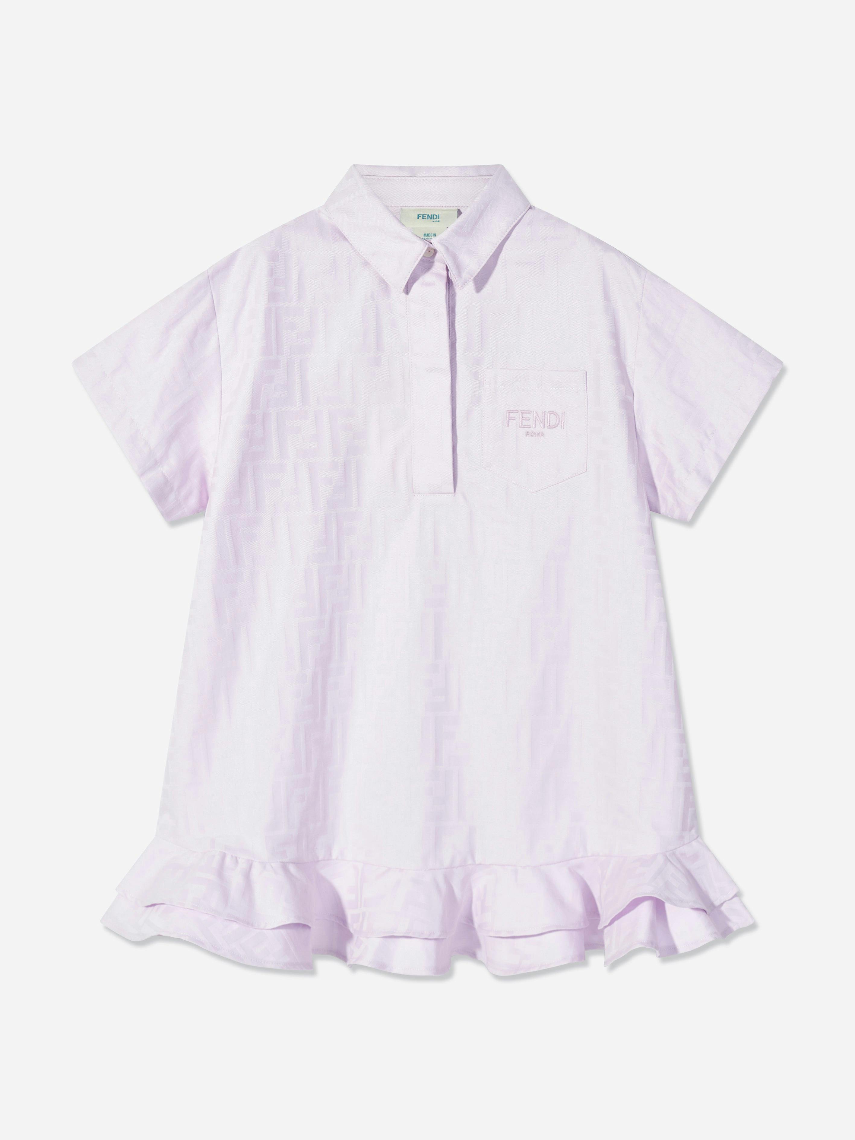 Fendi Kids Girls Purple Fendi Logo Shirt Dress In - 14 Yrs