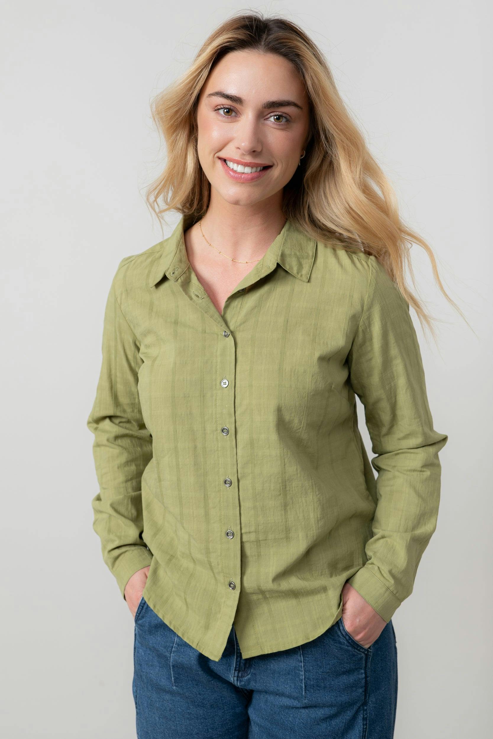 Lily & Me Patsy Organic Cotton Check Shirt Moss - Moss - 08