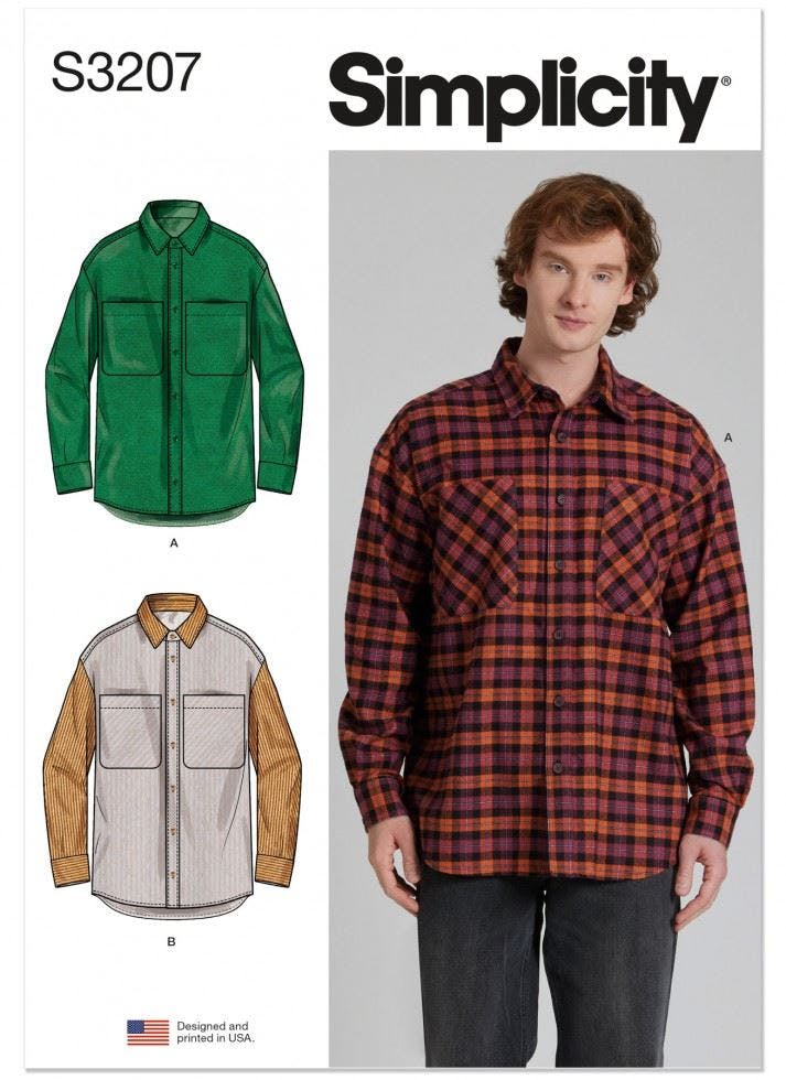 Simplicity Men's Sewing Pattern 3207, Shirts, Tops For A (S-M-L-Xl-Xxl) - Intermediate - A (S-M-L-Xl-Xxl)
