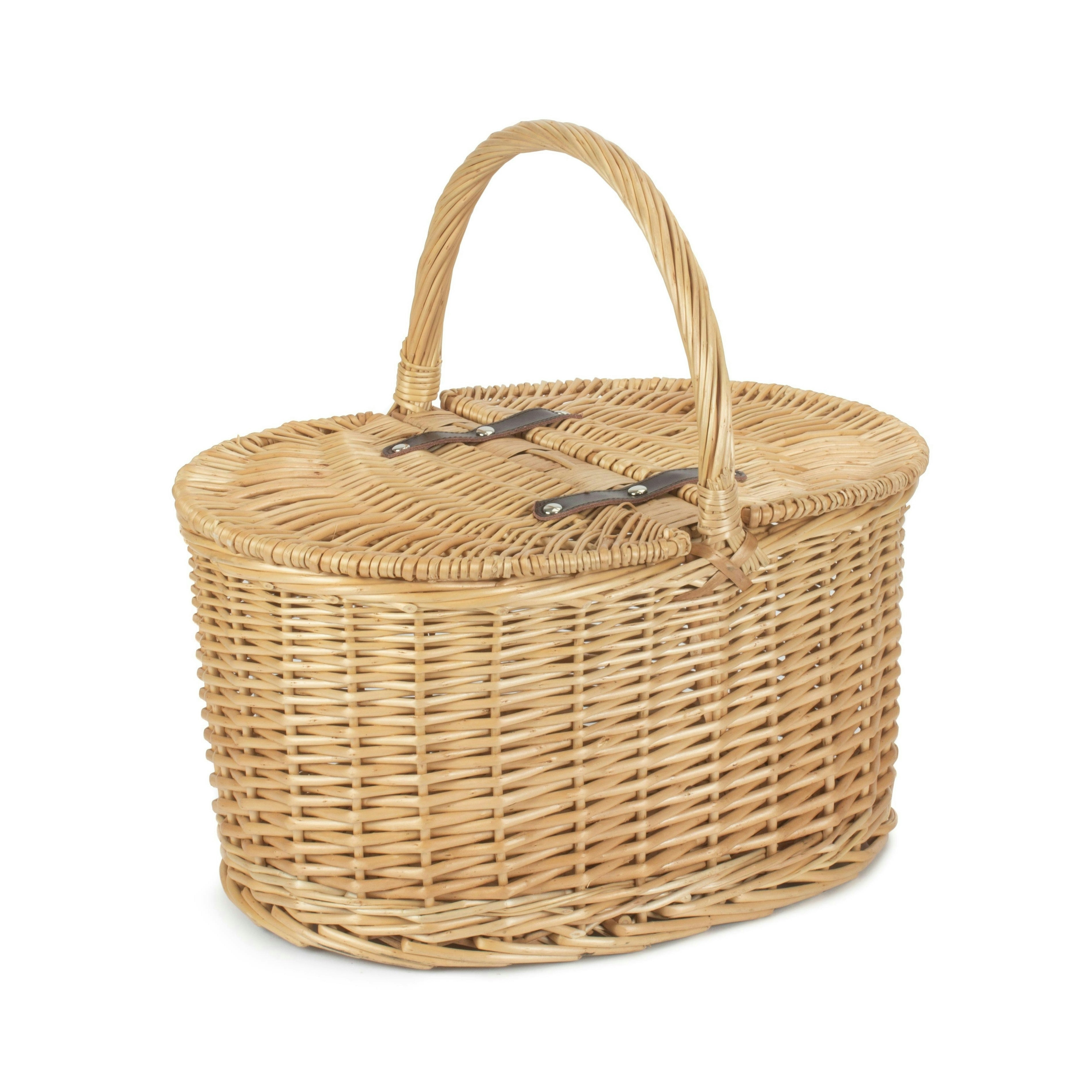 Red Hamper Red/Brown Hamper Wicker Buff Oval Picnic Basket - One Size