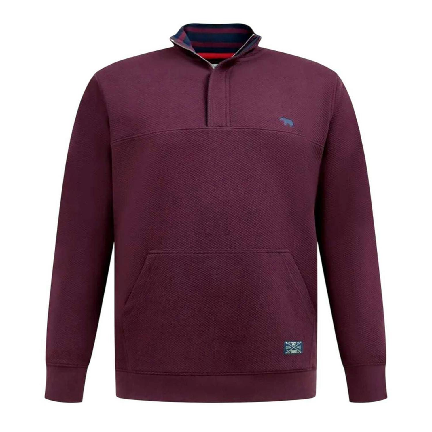 Duke Men's Burgundy D555 Lancaster Quilted Quarter Zip Kingsize Sweatshirt - 2XL - 60% Cotton/40% Polyester
