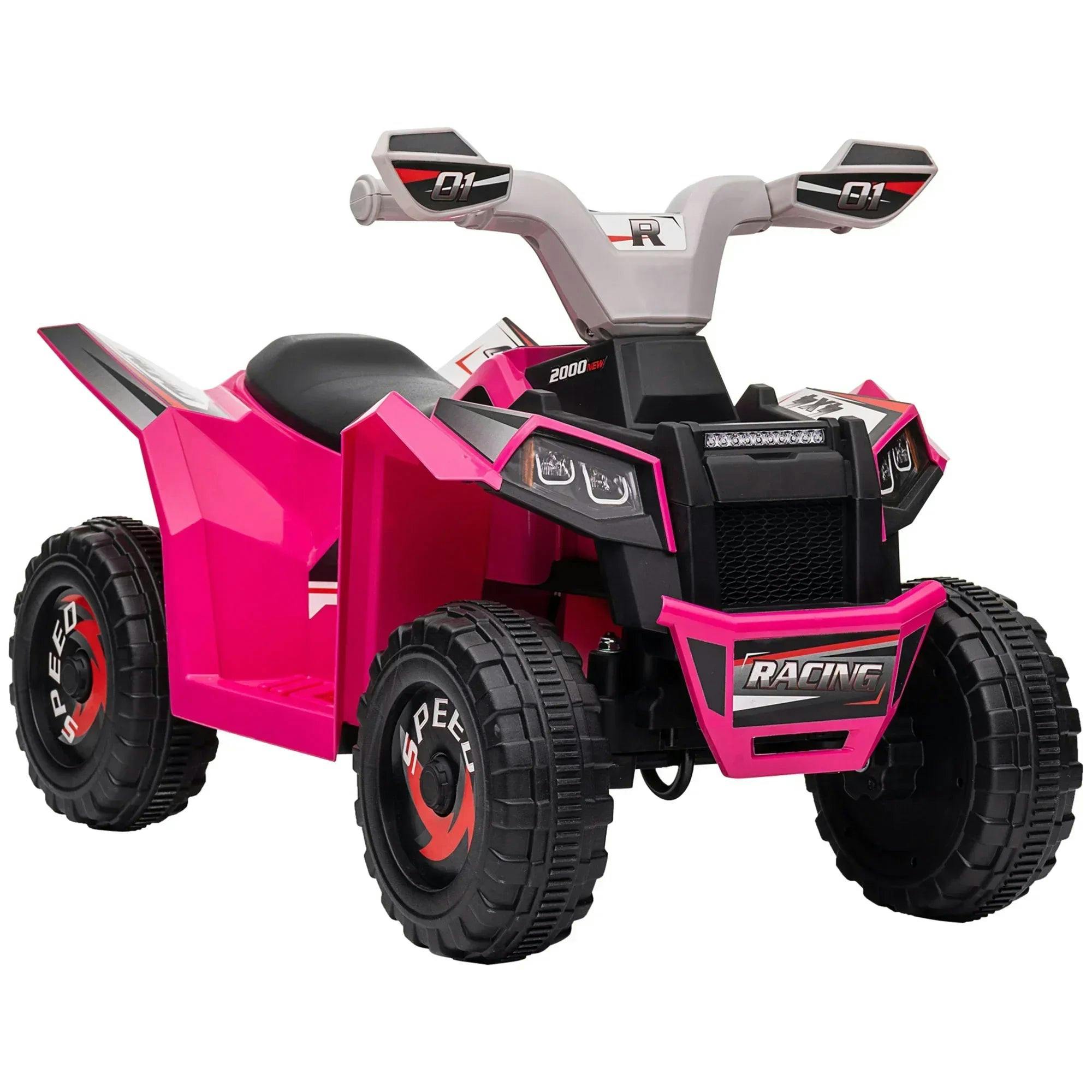 Homcom Pink 6V Electric Quad Bike For Toddlers, Wear-Resistant Wheels, Forward And Backward Function, | Aosom Uk - Image 6