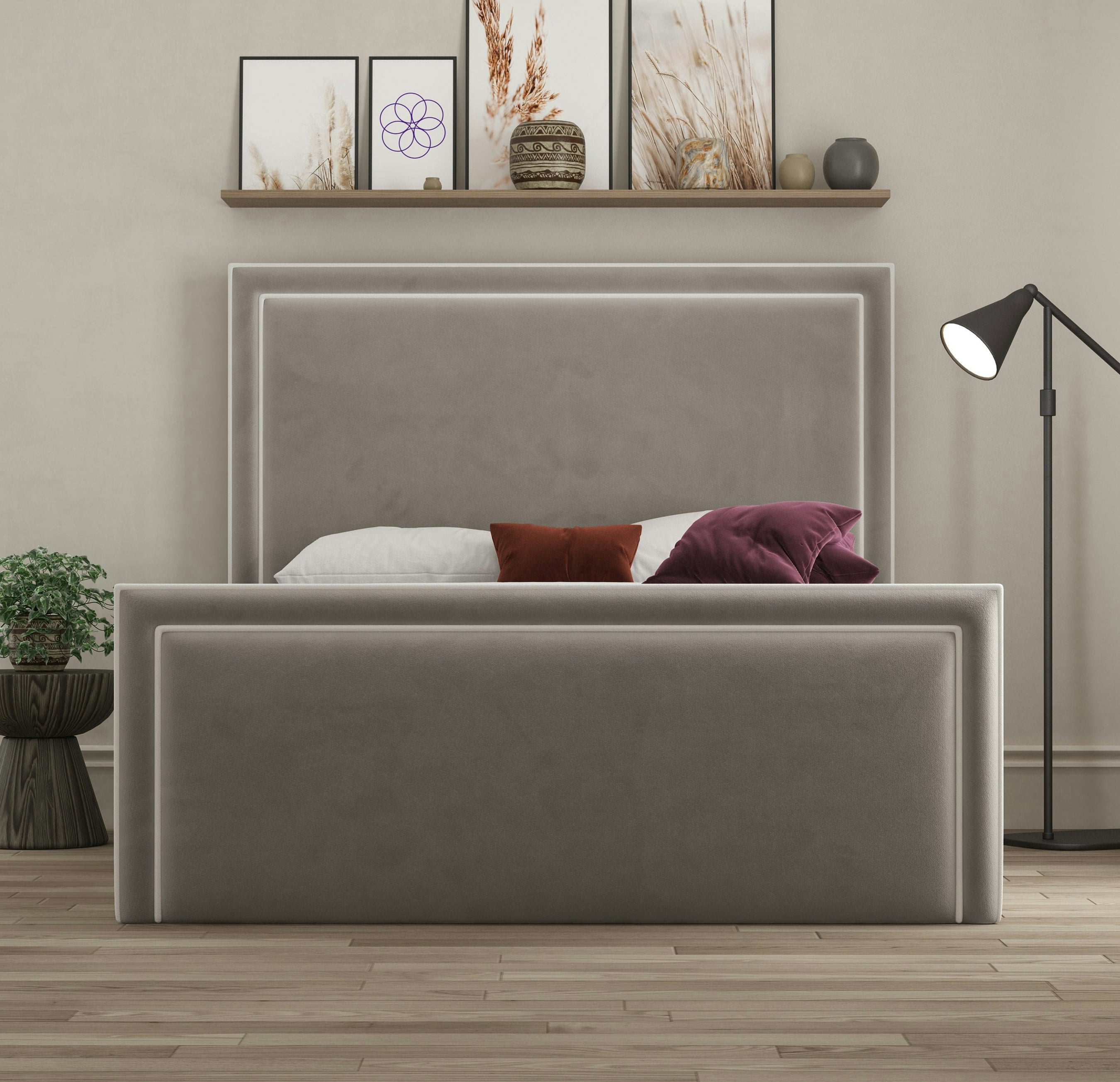Ds Living Verona Piping Ottoman Bed - Plush Pebble - King