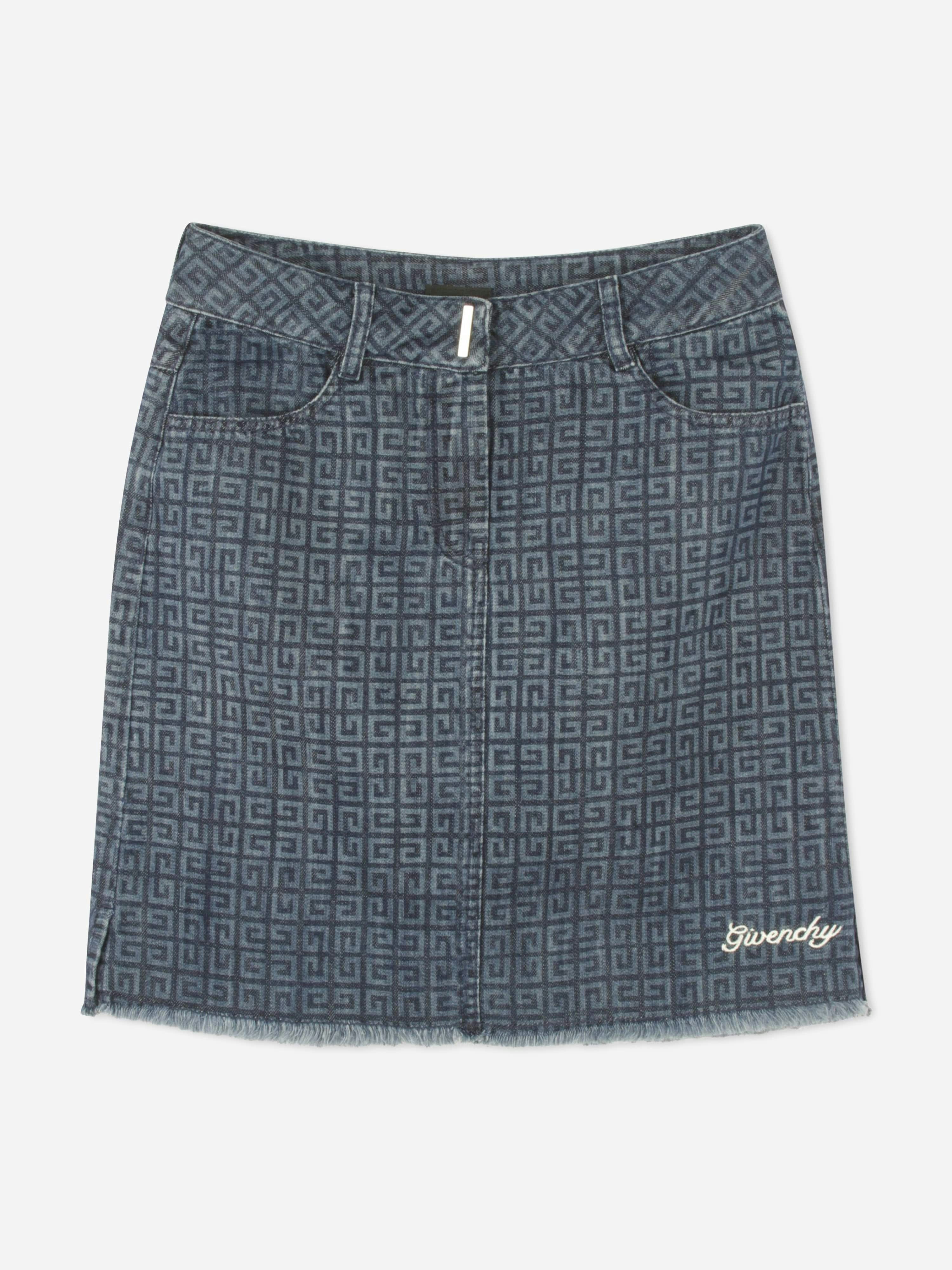 Givenchy Girls Blue 4G Denim Skirt In - 10 Yrs