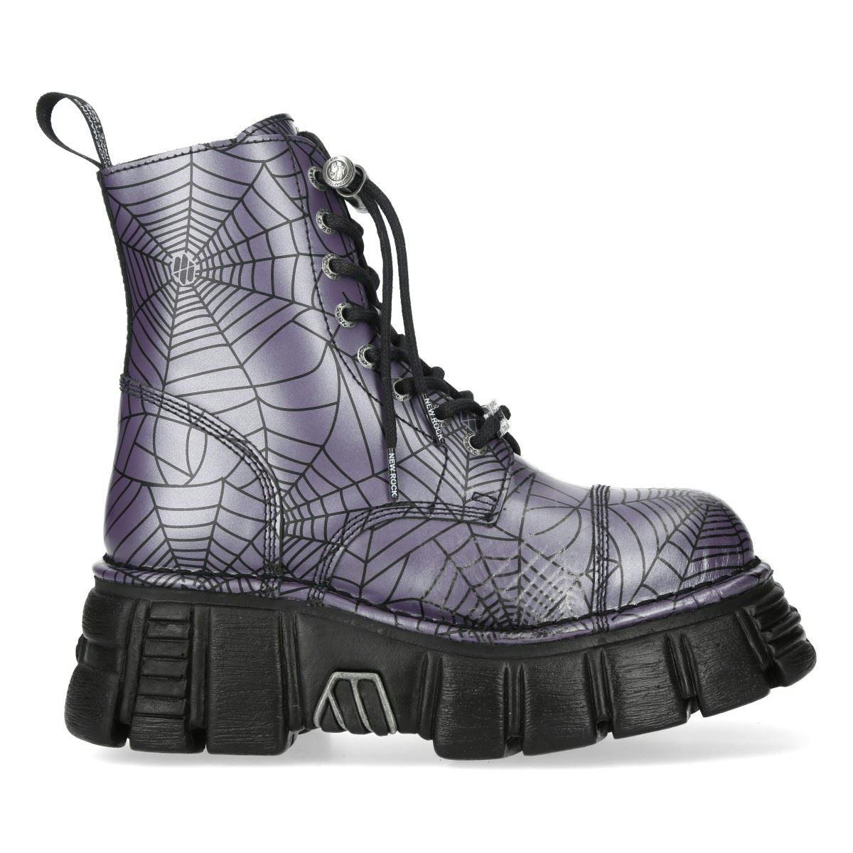 New Rock Purple/Lilac Leather Gothic Military Biker Boots - Mili083cct-C122 - Uk 7 | Eu 41 | Us 9.5