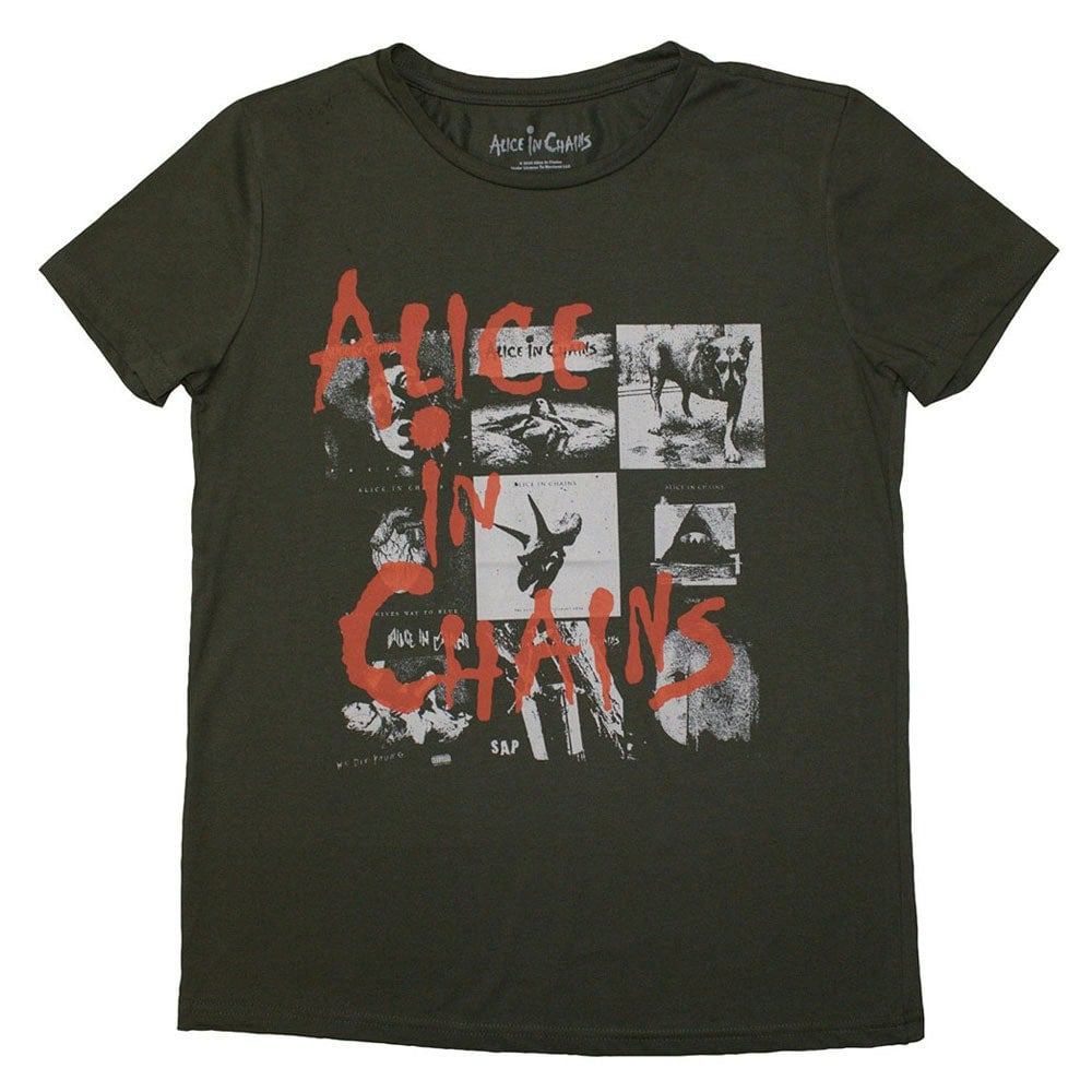 Paradiso Clothing Women's Green Paradiso Alice In Chains Albums Montage T Shirt - M