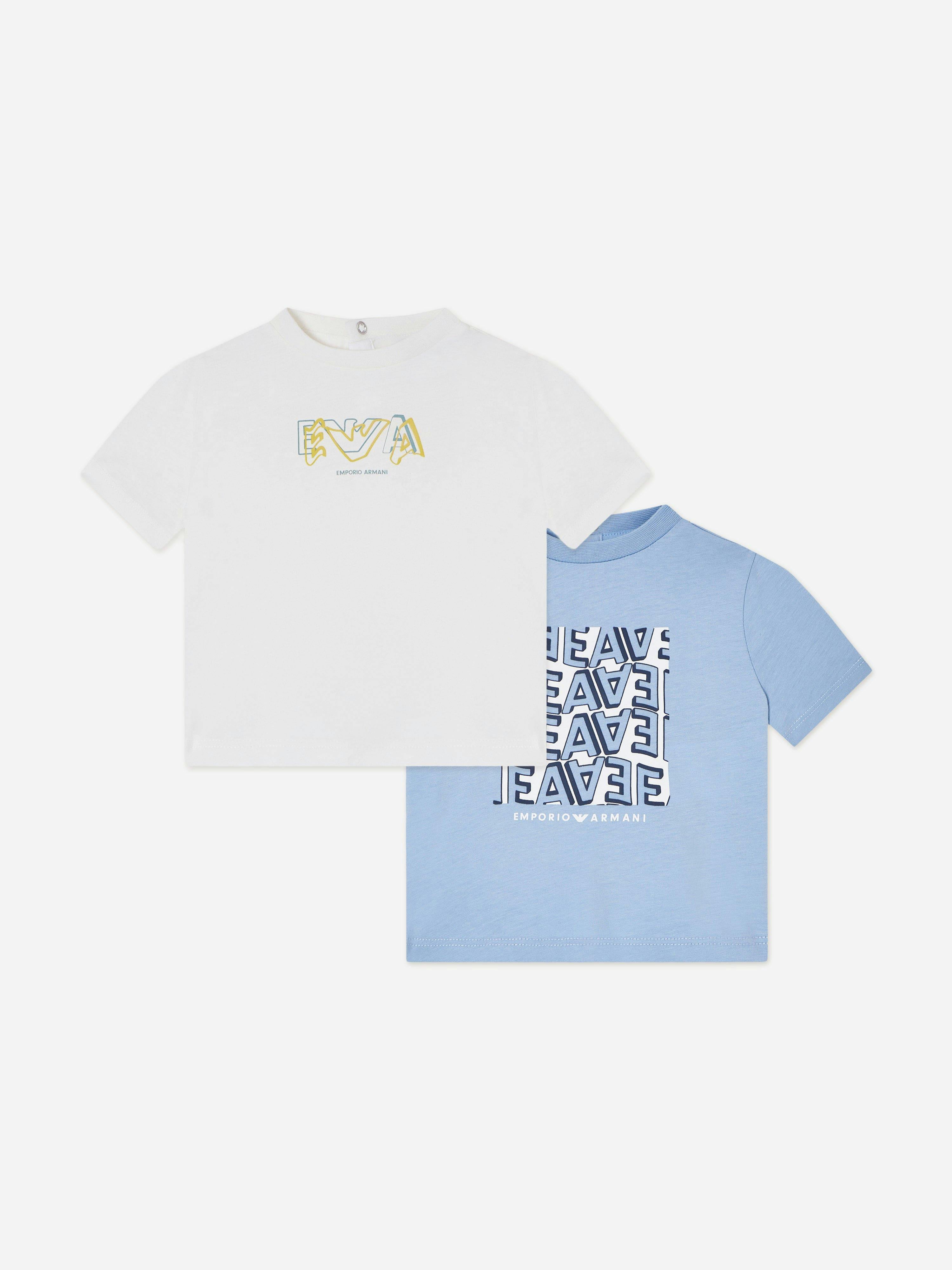 Emporio Armani Men's Blue Baby Boys 2 Pack T-Shirt Set In - 12 Months