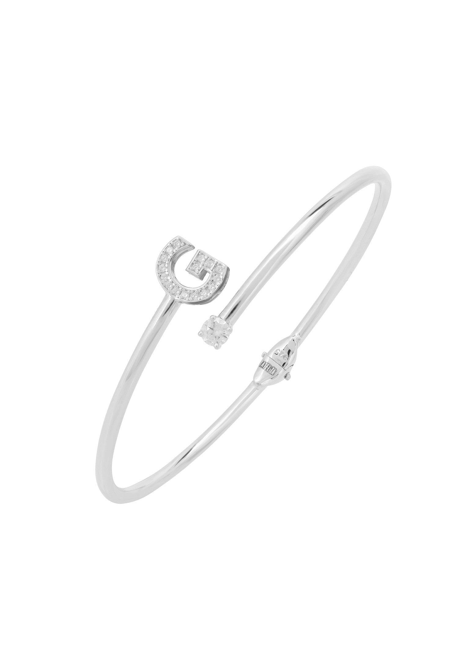 Latelita Silver Initial Bangle G