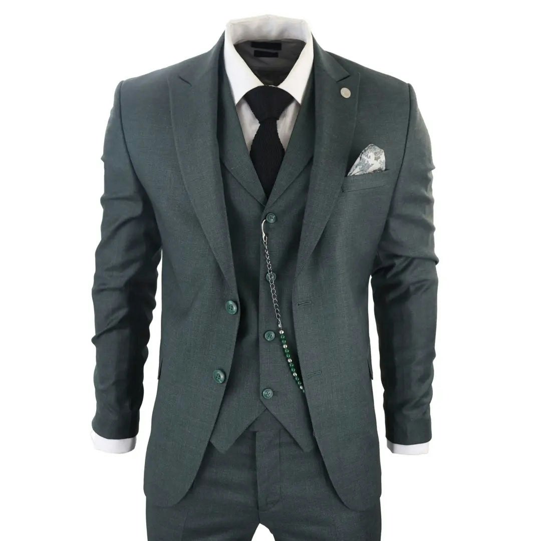 Truclothing Men's Green James - 3 Piece Suit - 48" Jacket 42" Trousers