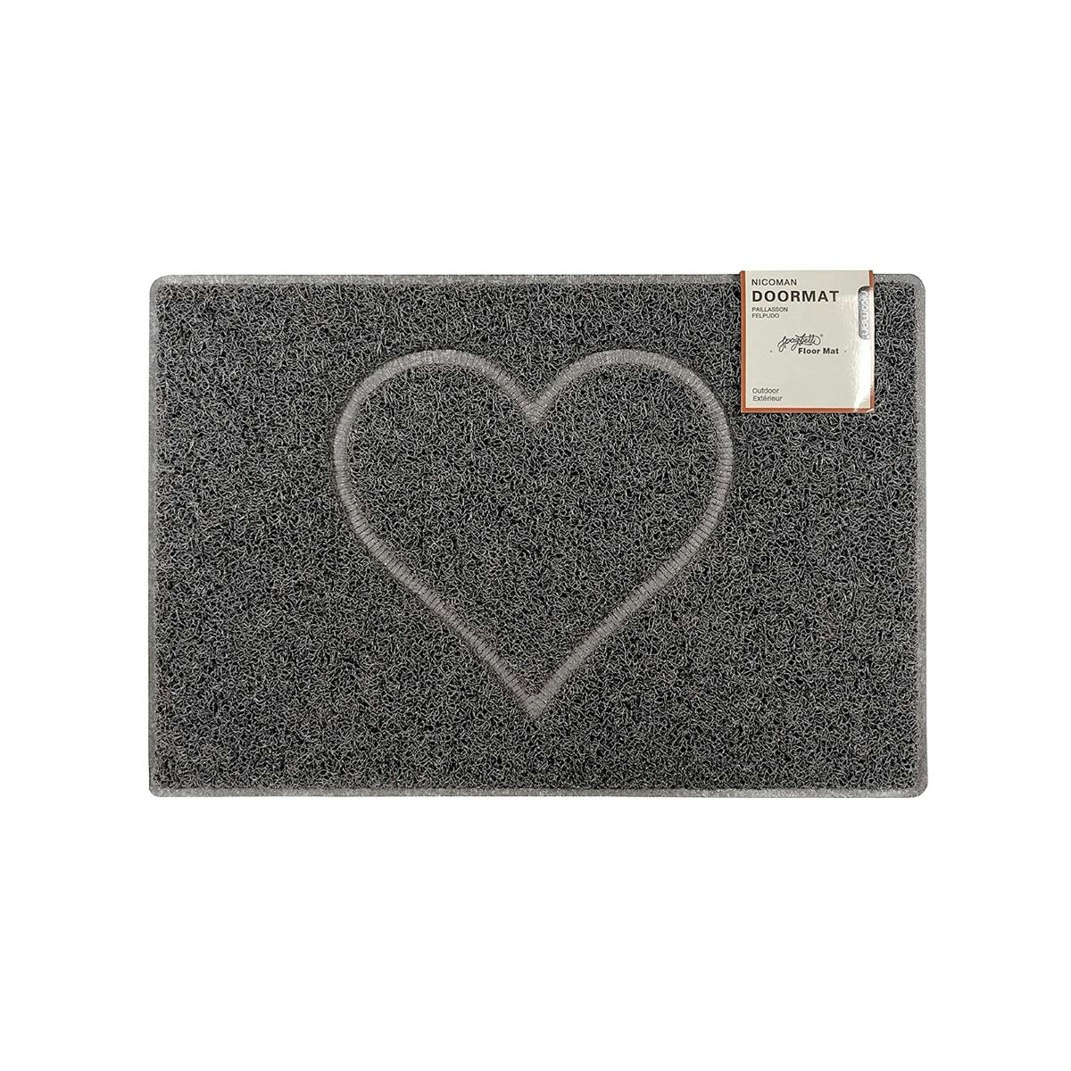 Oseasons Grey Heart Small Embossed Doormat In With Open Back - Vinyl - 1