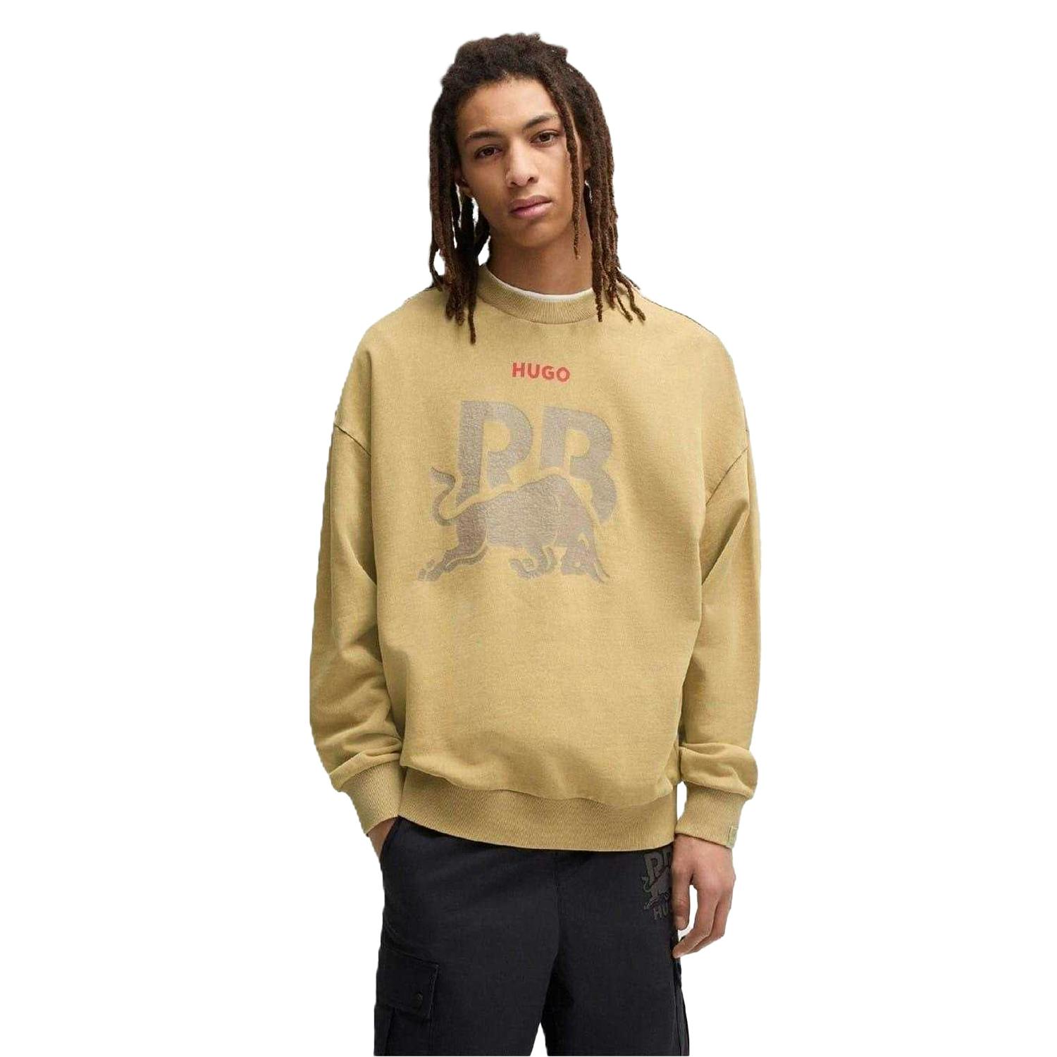 Hugo Men's Beige Graphic Print Sweatshirt - Medium - Xxl - Medium - 100% Cotton