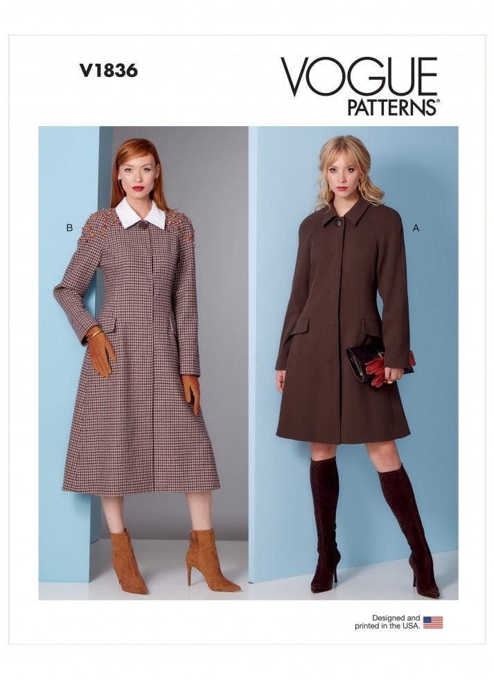 Vogue Women's Sewing Pattern 1836, Coats For B5 (8-10-12-14-16) - Intermediate - B5 (8-10-12-14-16)