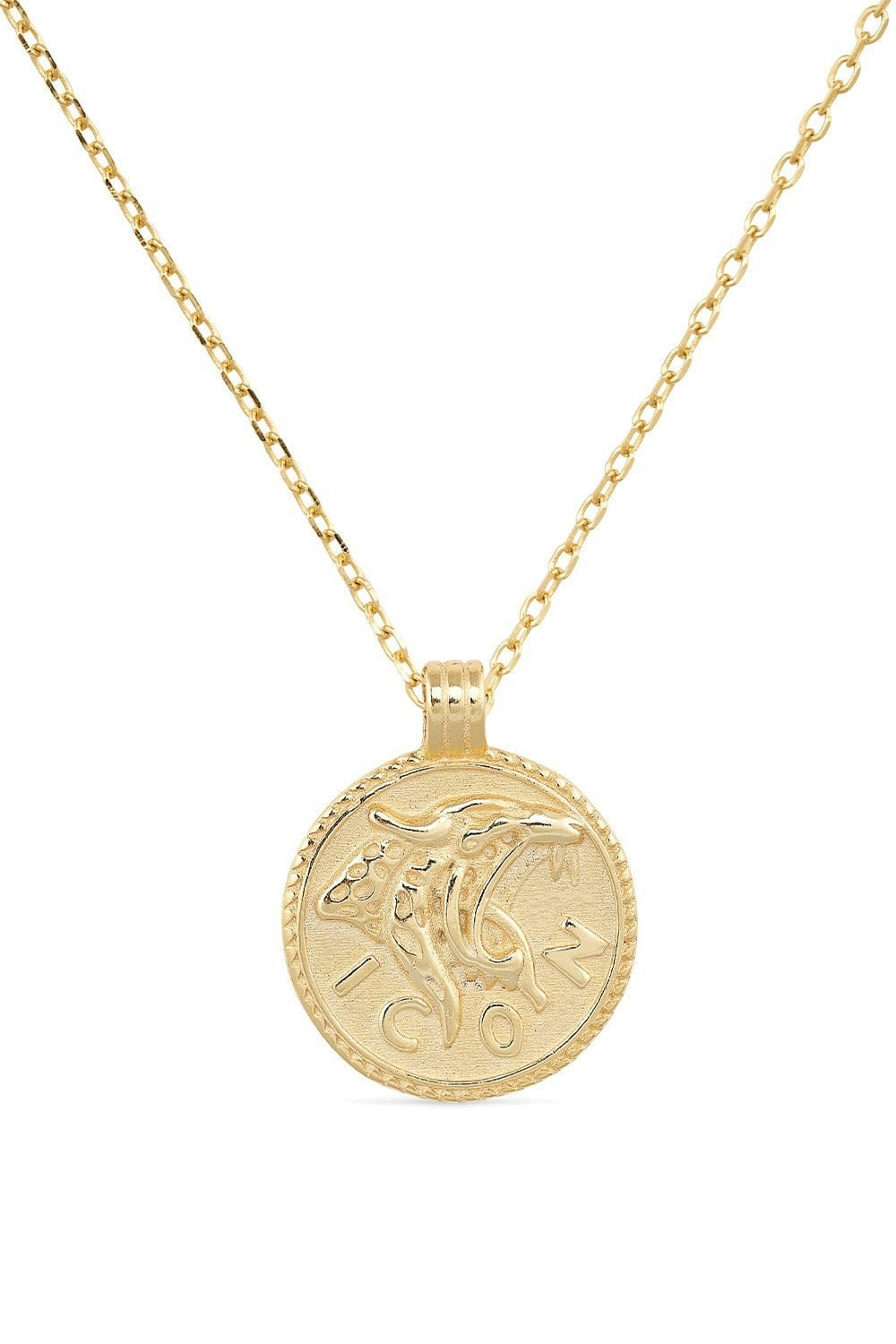 Elk & Bloom Gold Chunky 14K Leo Coin Necklace - 56Cm Full Necklace - No Thank You