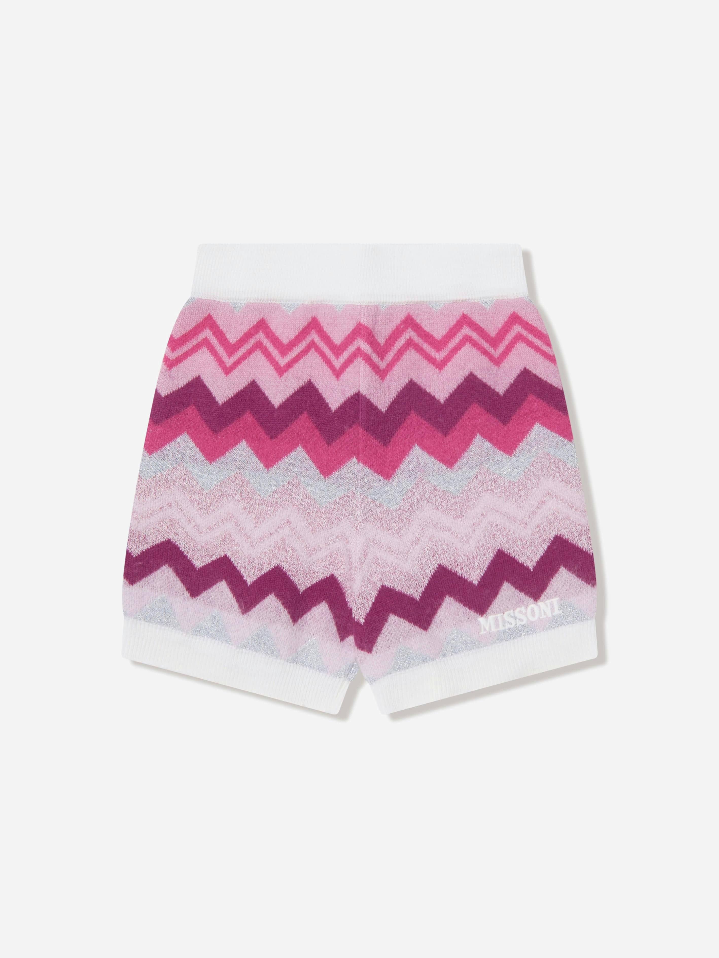 Missoni Girls Pink Zigzag Knitted Shorts In - Multicoloured - 8 Yrs