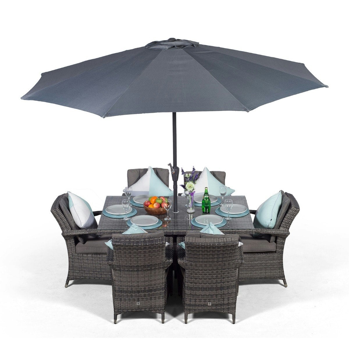 Rackhams Grey Arizona Rectangular 6 Seater Rattan Patio Dining Set - 1
