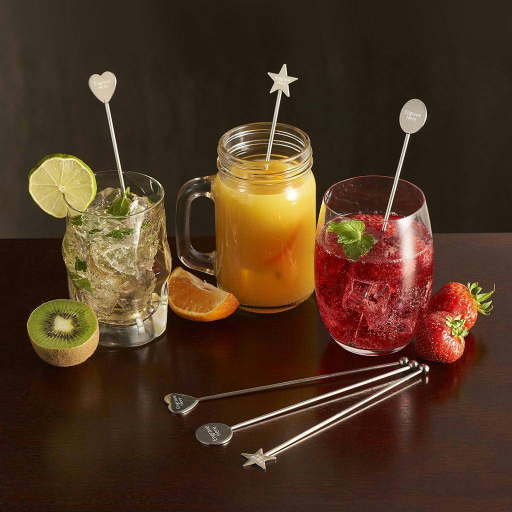 Rackhams Silver Personalised Drink Stirrers - Star - Yes