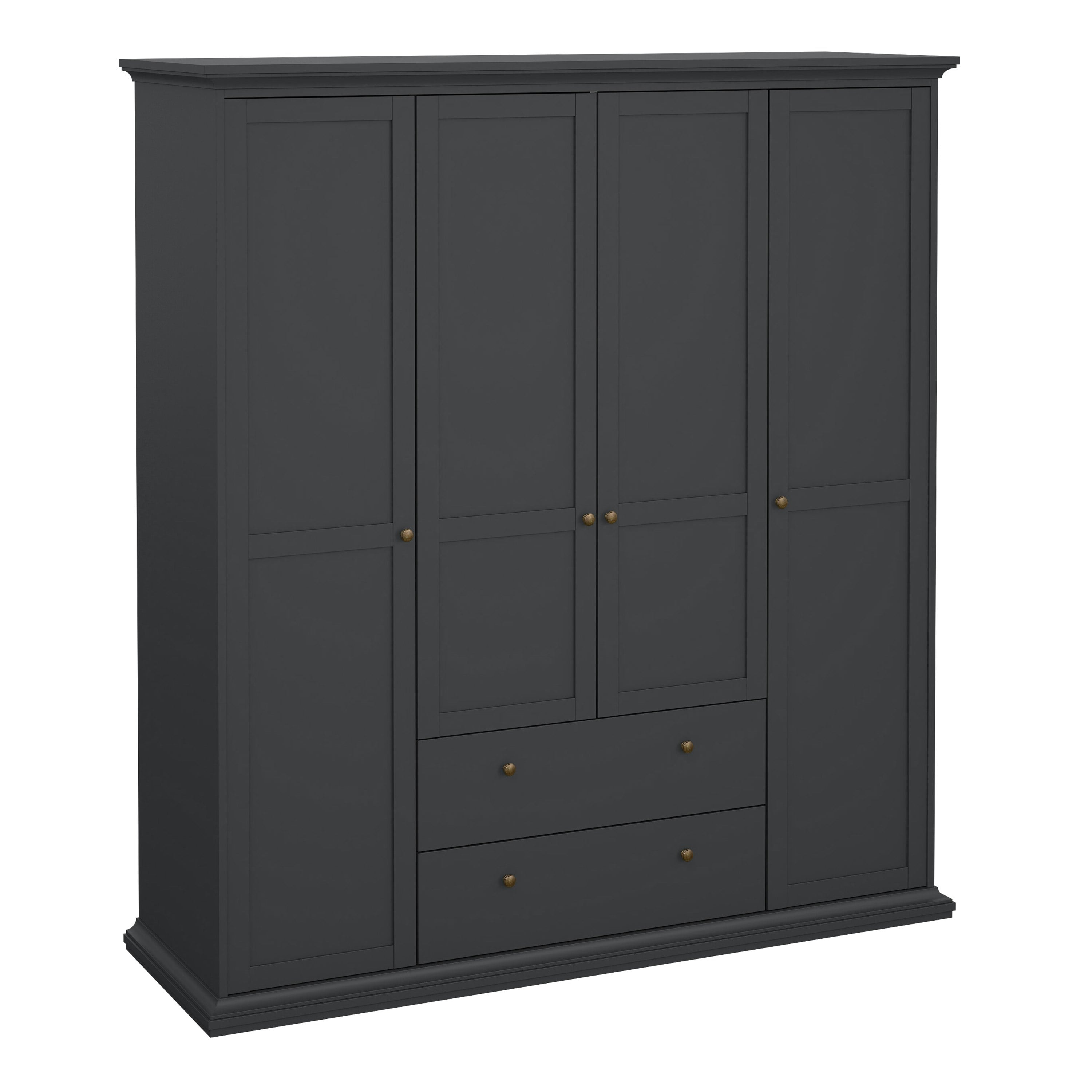 Furniture To Go Grey Paris Wardrobe With 4 Doors And 2 Drawers In Matt - Malemine - 1