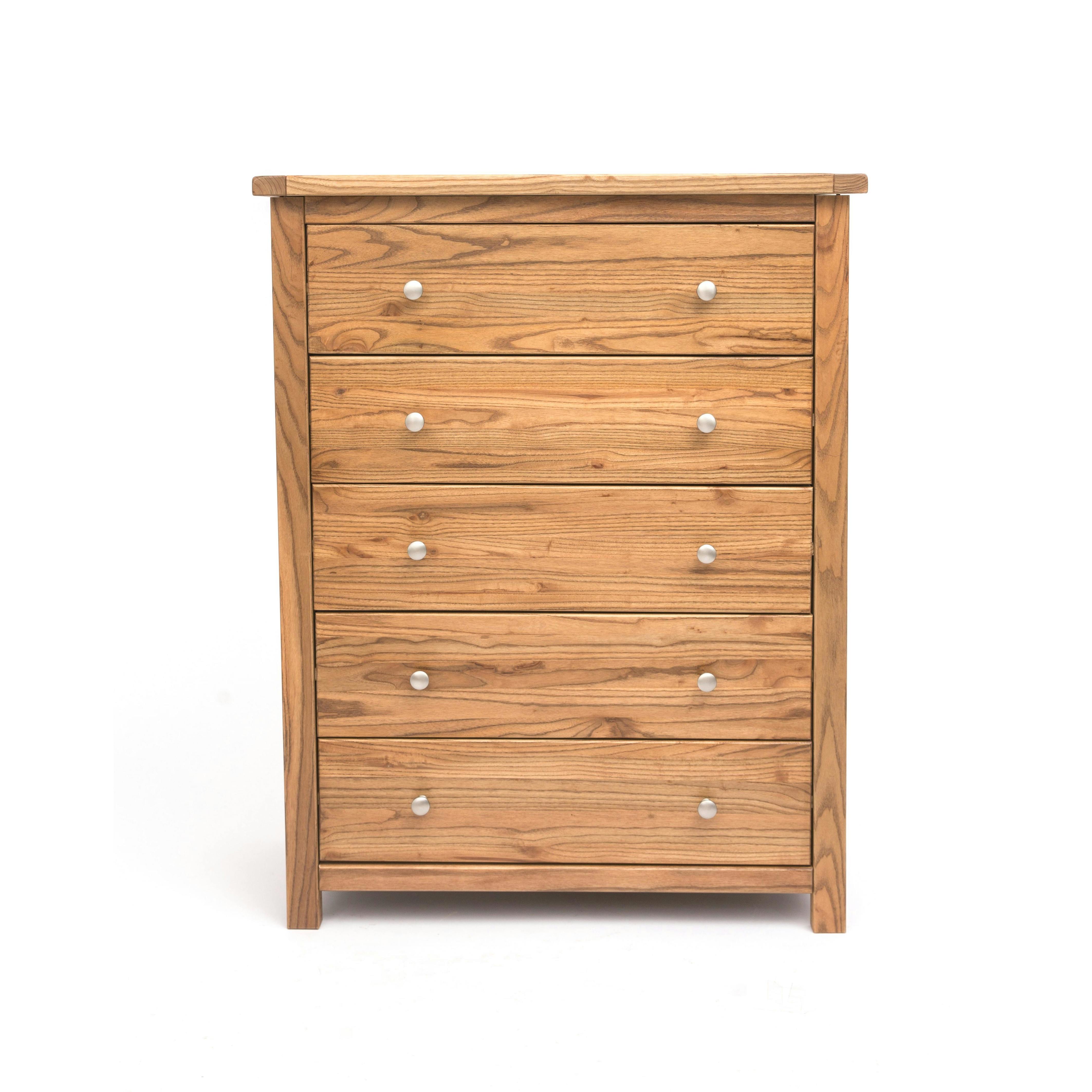 Rackhams Light Trivento 5 Drawer Chest Of Drawers Chrome Knob - Natural