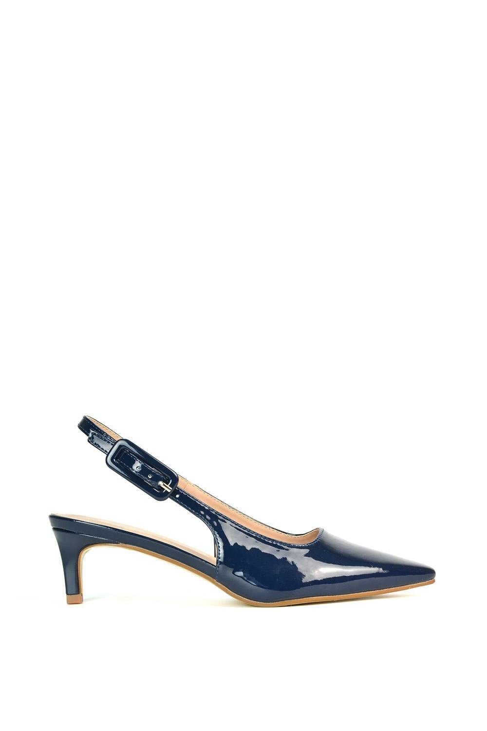 Xy London Women's Black Kitten Heel Court Shoes With Slingback - Navy - 7