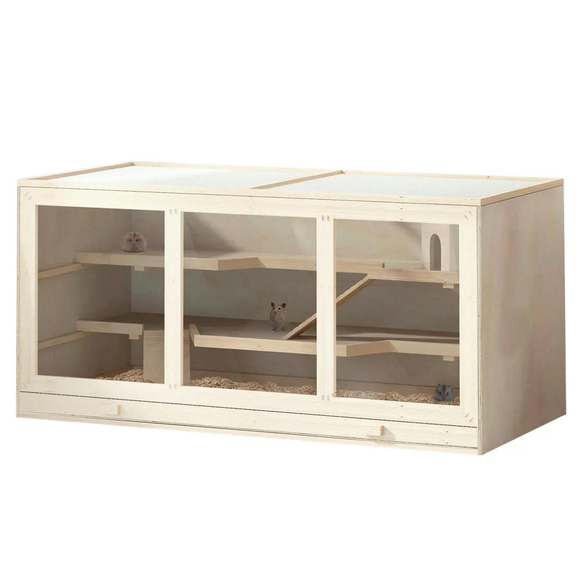 Wooden Hamster Cage Rats Mice Rodent Small Animals Hutch Exercise Play House - Image 4