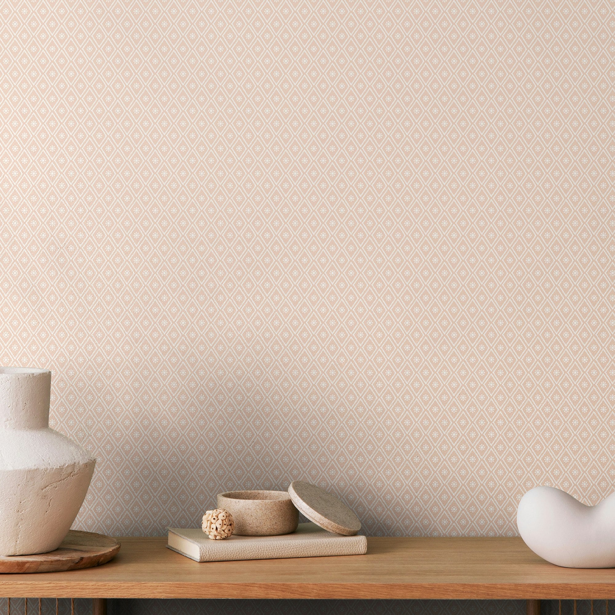 Rackhams Ditsy Diamond - Blush 10M Wallpaper