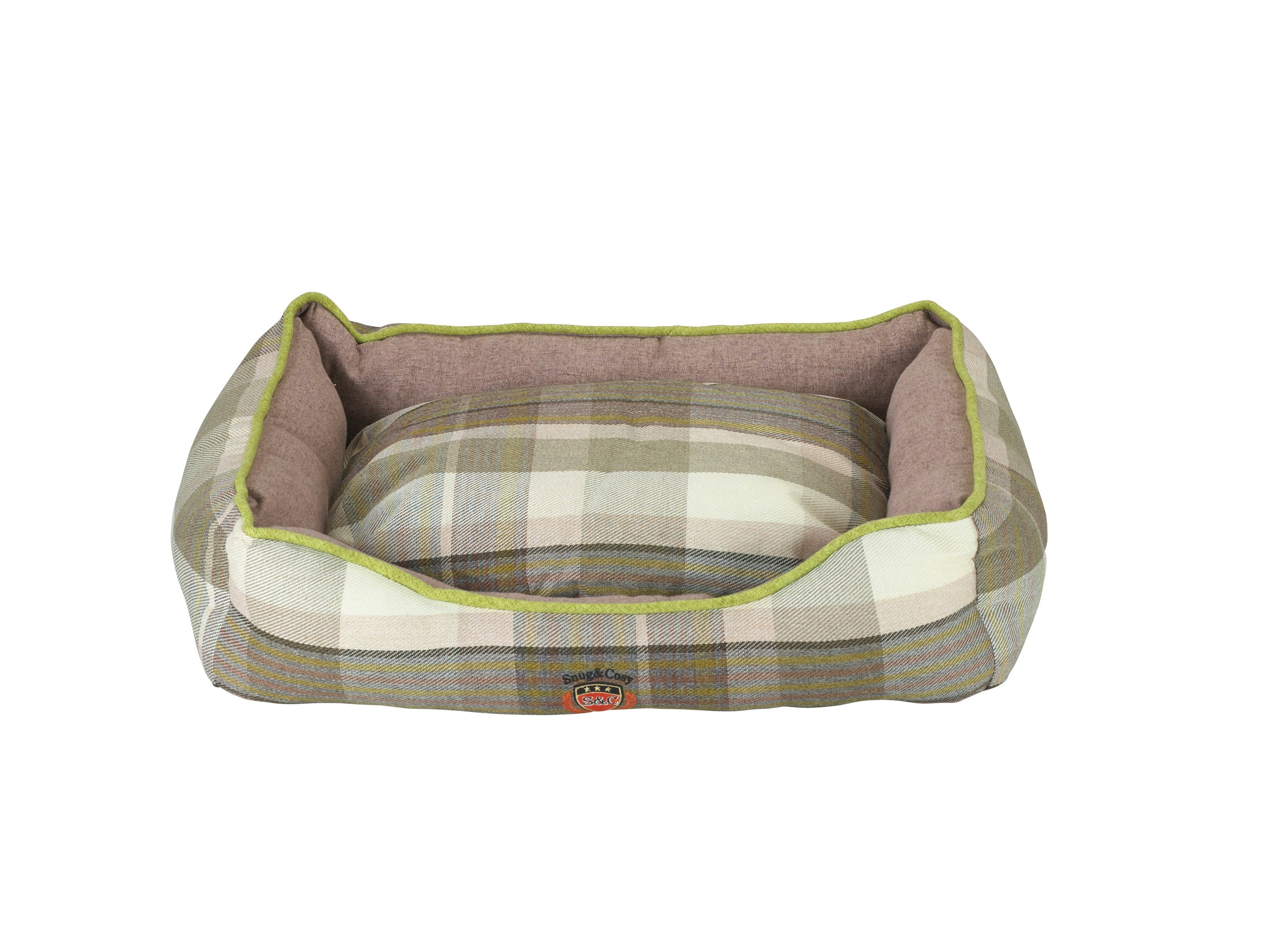 Snug And Cosy Pets Green The Check Bed - Xxlarge 42"