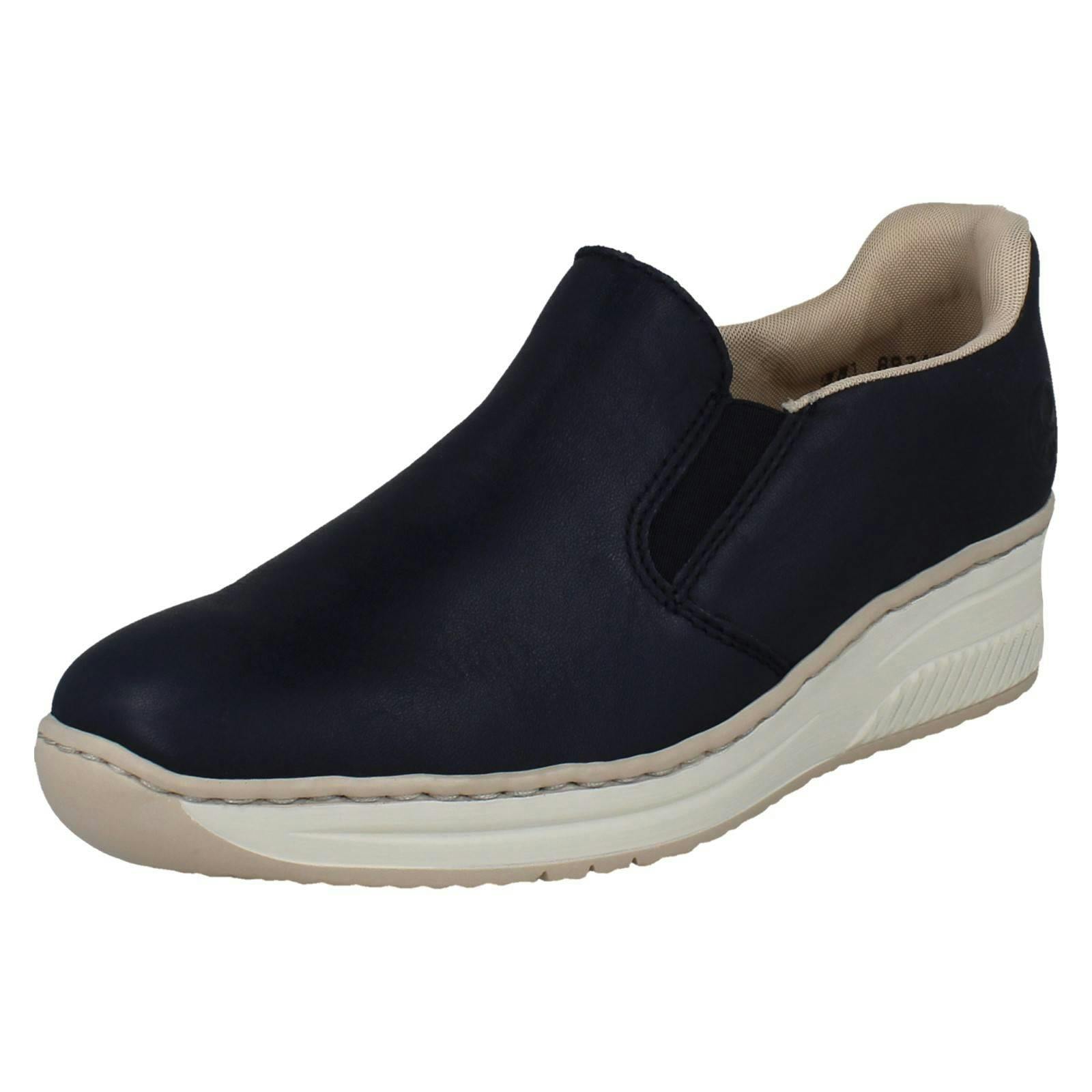 Rieker Women's Blue Wedge Sole Casual Shoes 48761 - Uk 6.5