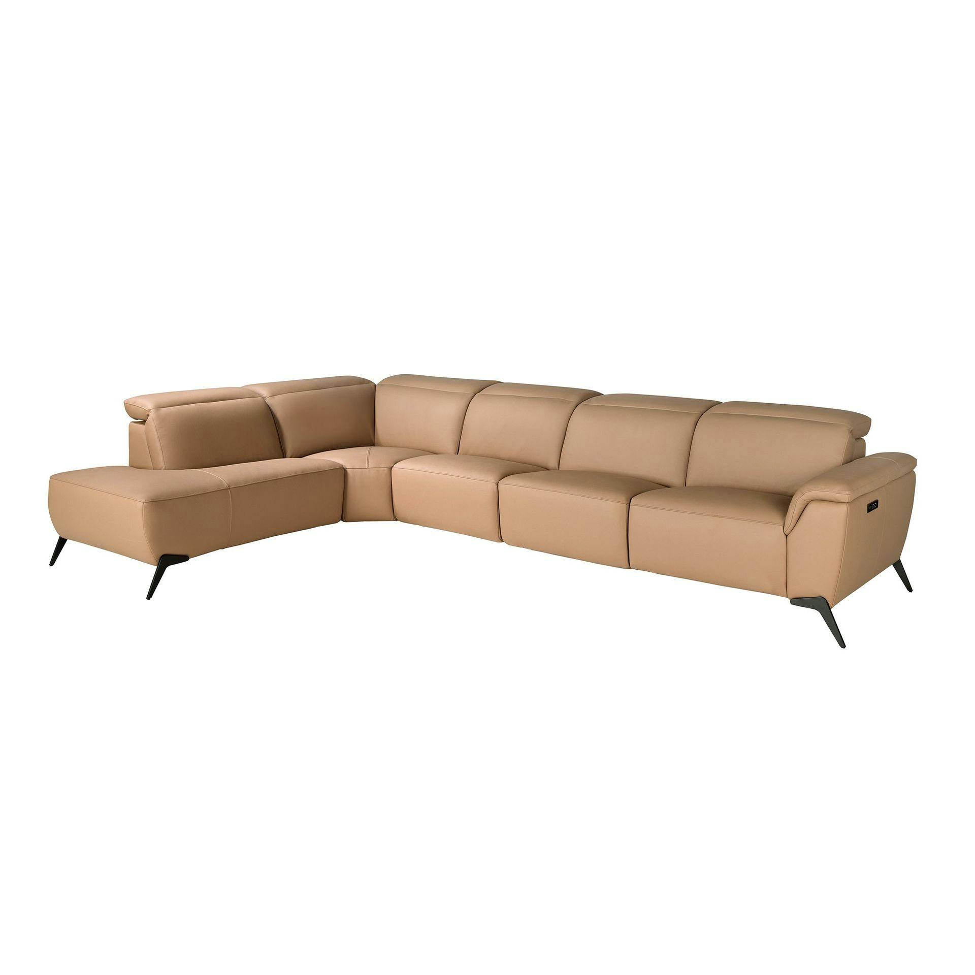 Rackhams Brown/Black Modular Corner Recliner Sofa In Leather 6280/6281 - | - Left Modular
