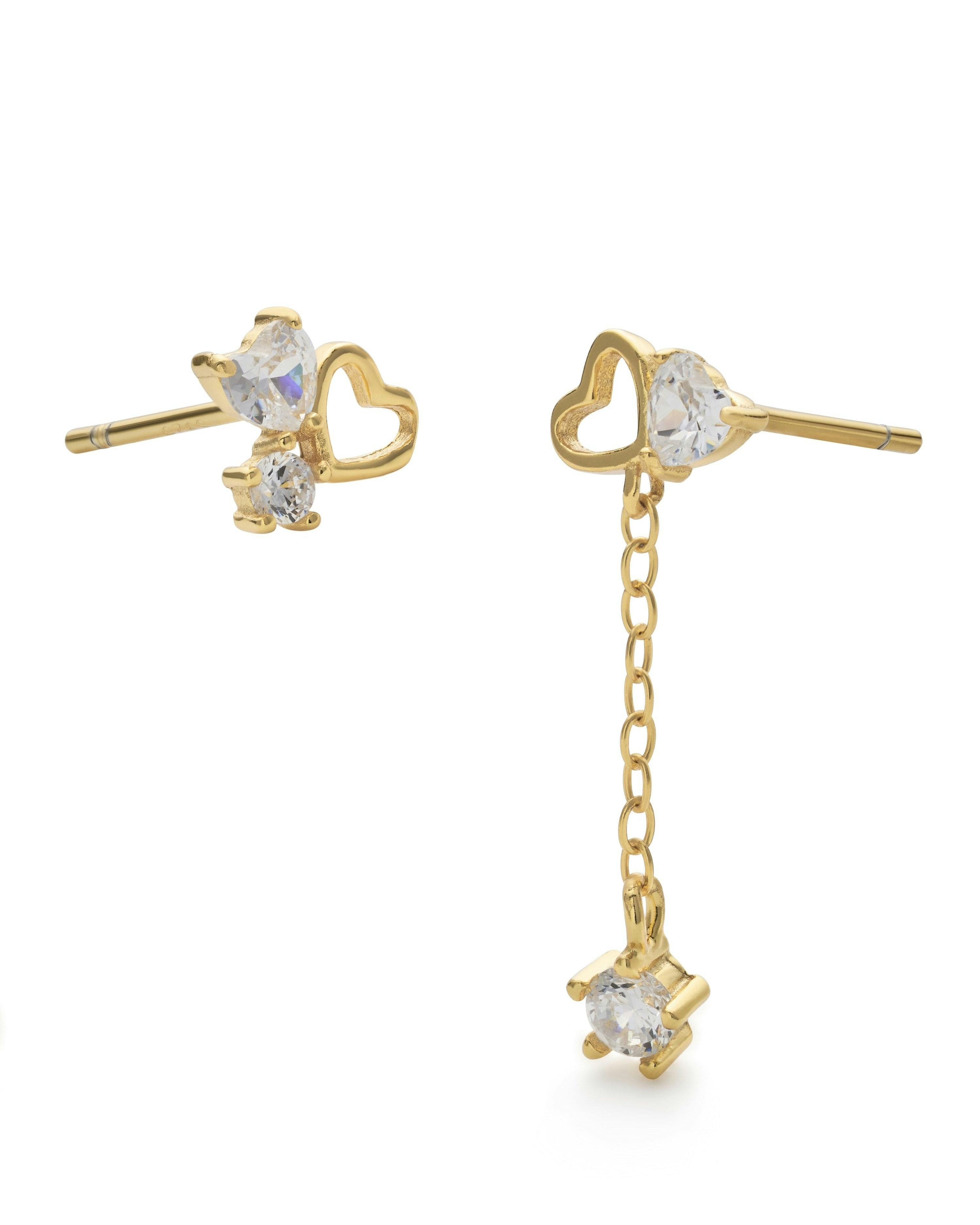 Elk & Bloom Gold Plated Star And Crescent Moon Earrings - Yes Please - Image 3