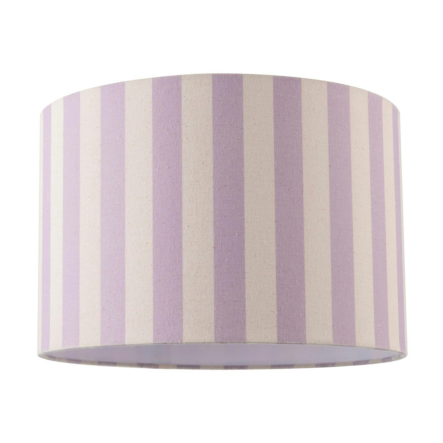 Happy Homewares Lavender/Lilac And Oatmeal Linen Striped Lamp Shade With Fabric Inner