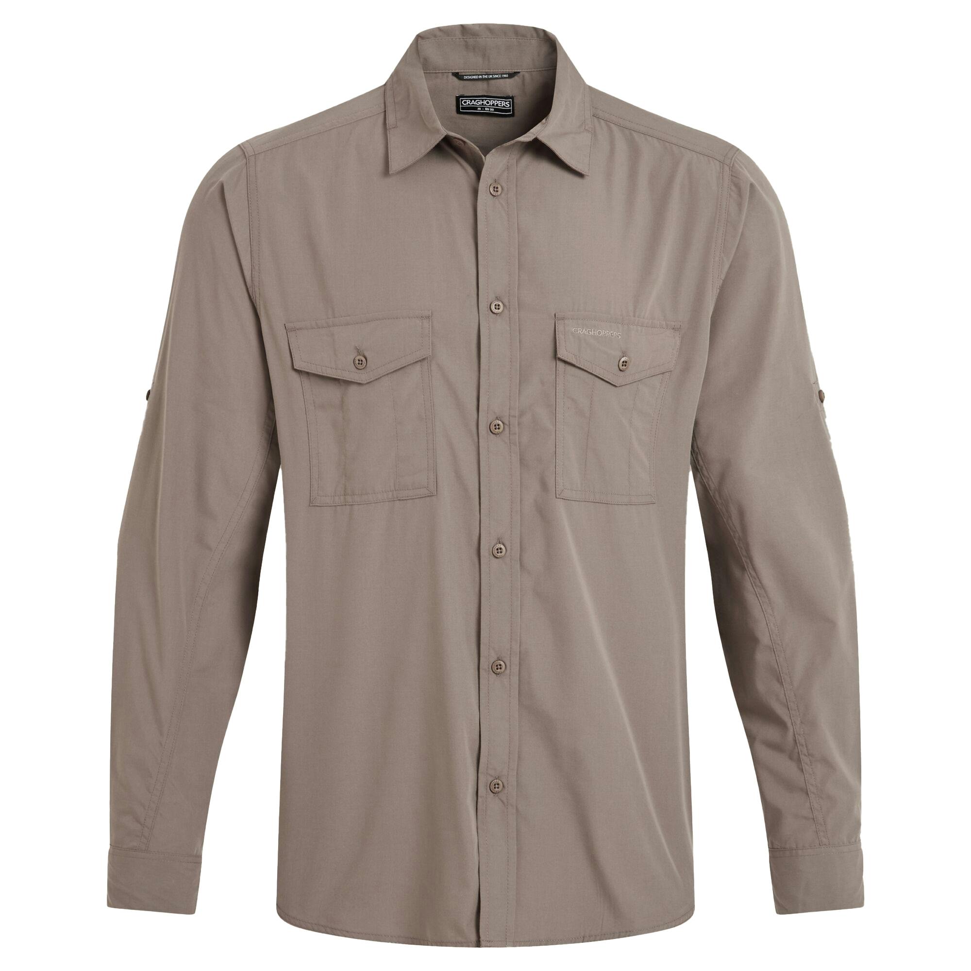 Craghoppers Men's Kiwi Ii Long-Sleeved Shirt - Pebble - L - Pebble - 65% Recycled Polyester/35% Recycled Cotton
