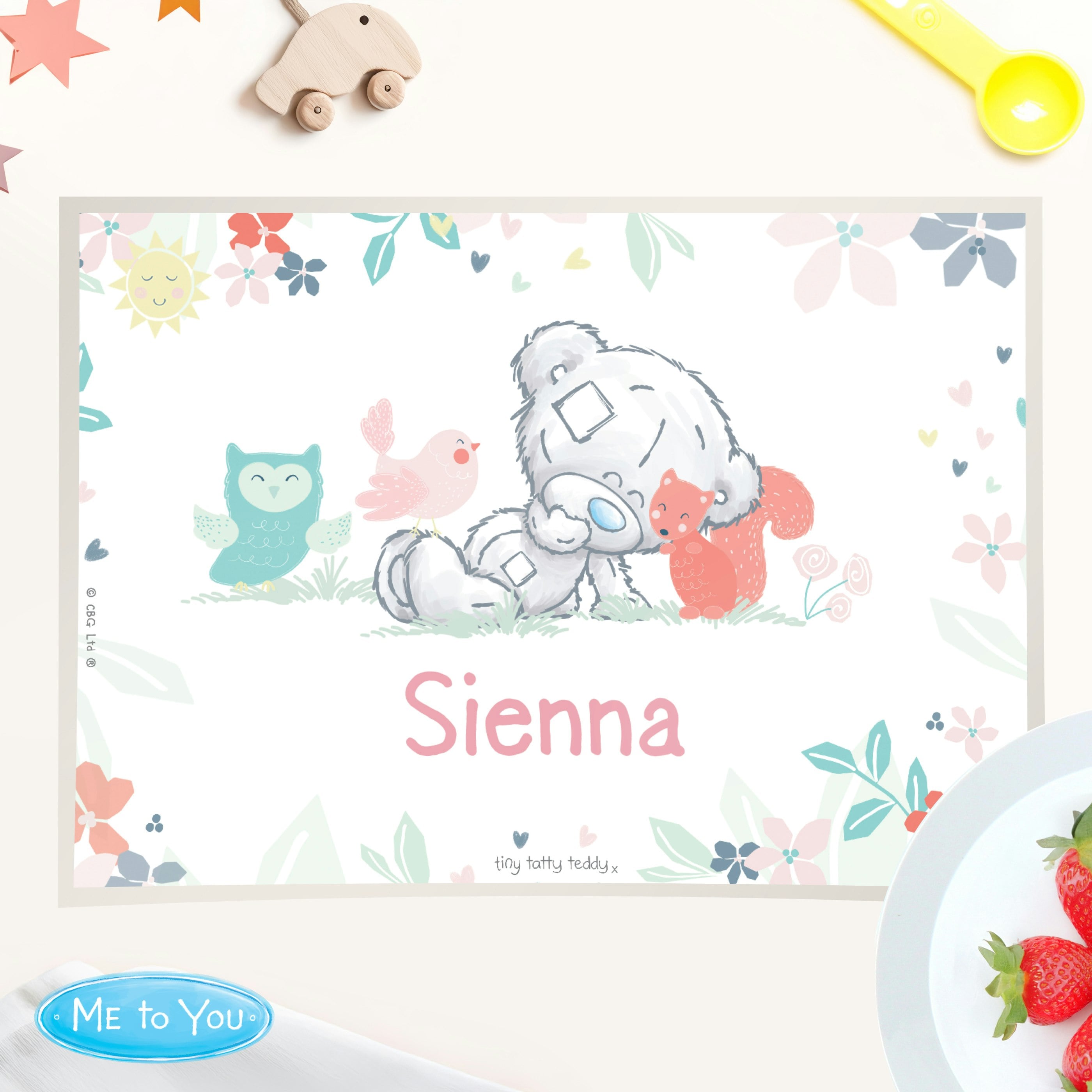 Personalised Memento Company Personalised Tiny Tatty Teddy Woodland Animal Placemat - Multi
