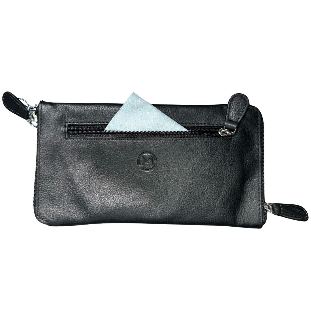 Mala Leather Black Double Zipped Leather Glasses Case – Holds 2 Pairs Of Glasses