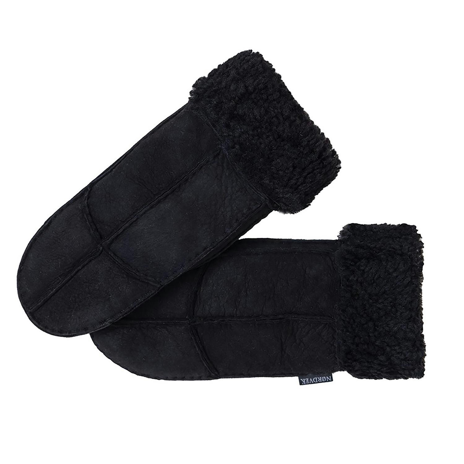 Nordvek Women's Black Sheepskin Mittens