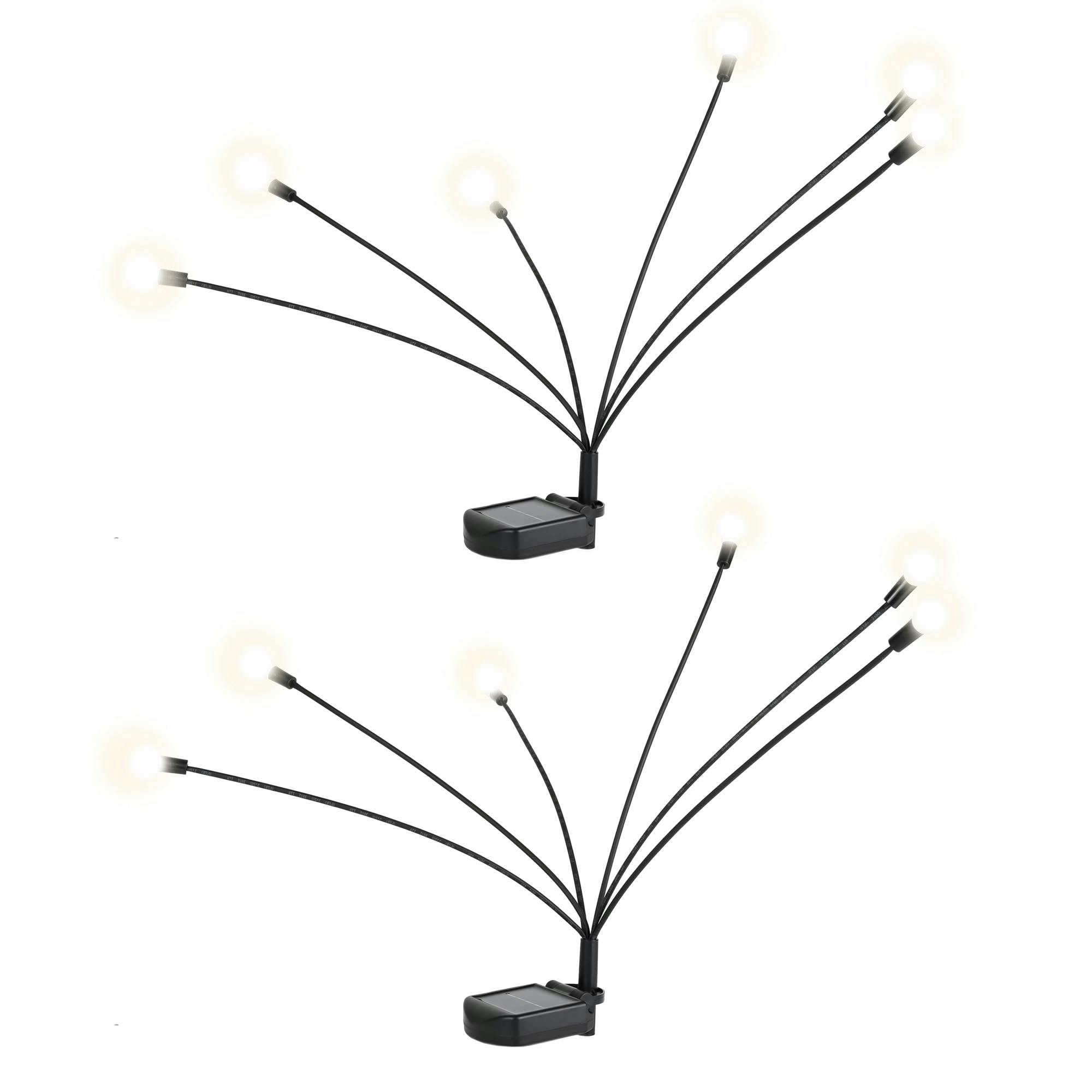 Rackhams White Pack Of 2 Solar Firefly Stake Lights – Warm Led Garden Lights