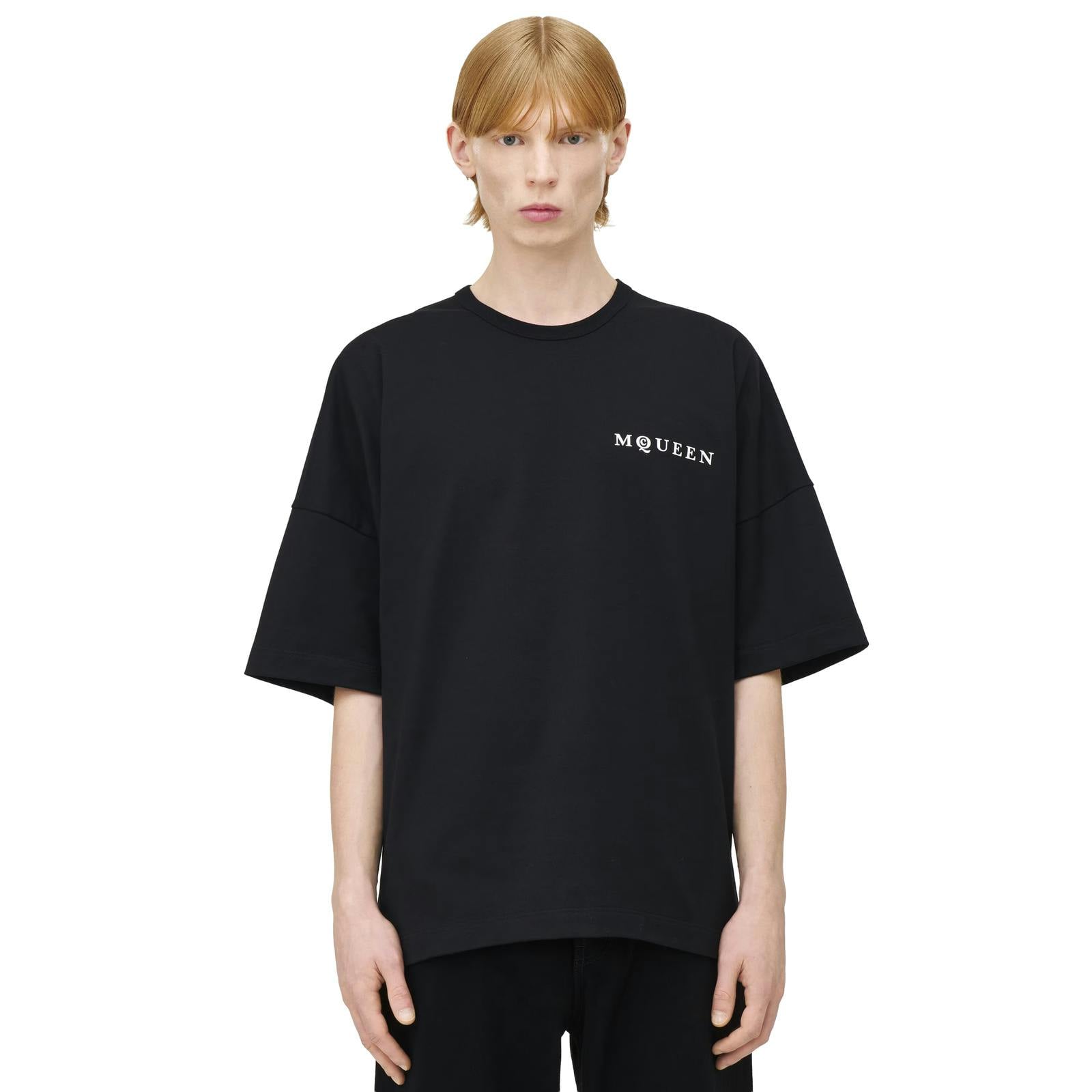 Alexander Mcqueen Black Vertical Back Logo Oversized T-Shirt In - S