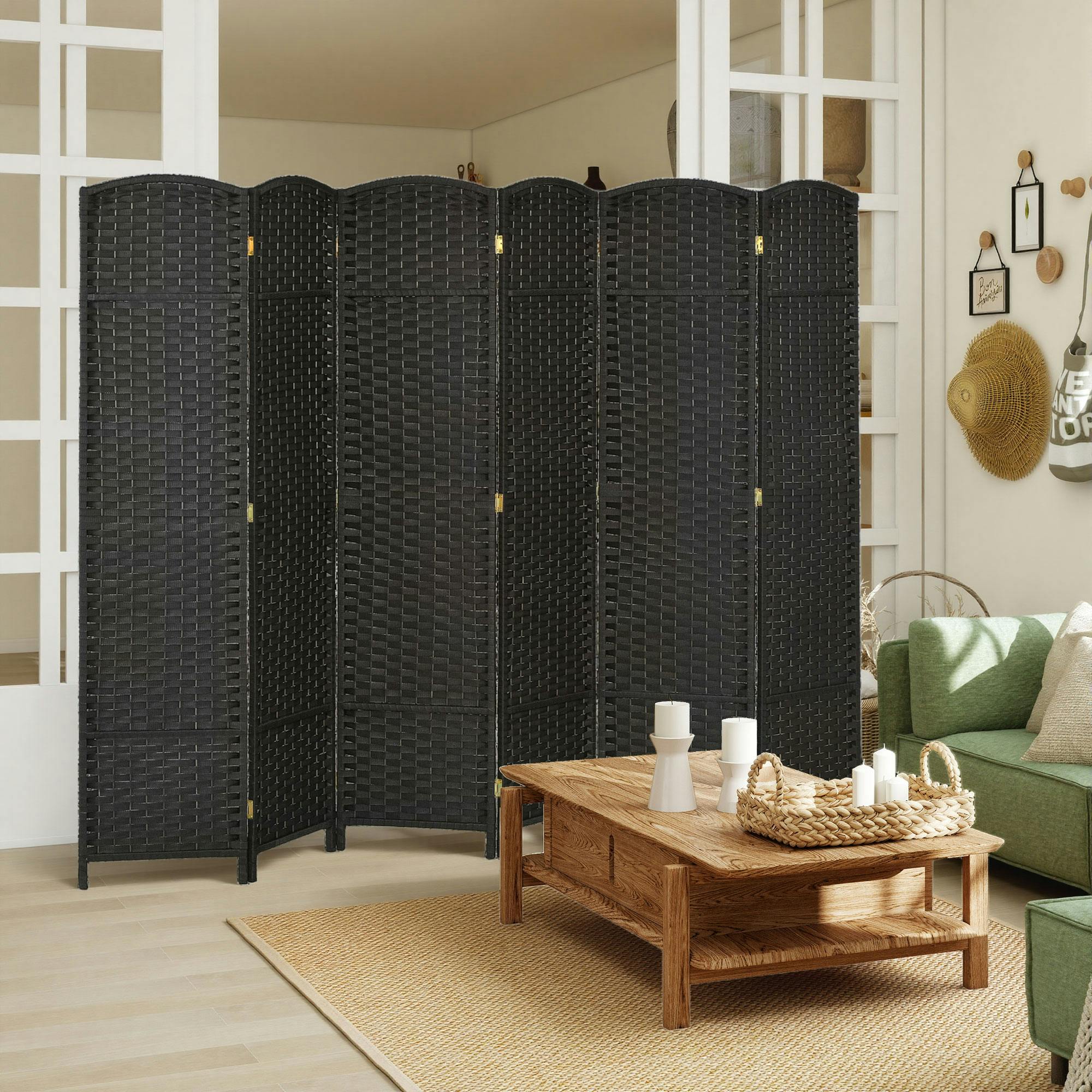Homcom Black 6 Panel Folding Room Divider, Privacy Screen, 240 X 170Cm, - 240W X 1.6D X 170H Cm - Room Divider