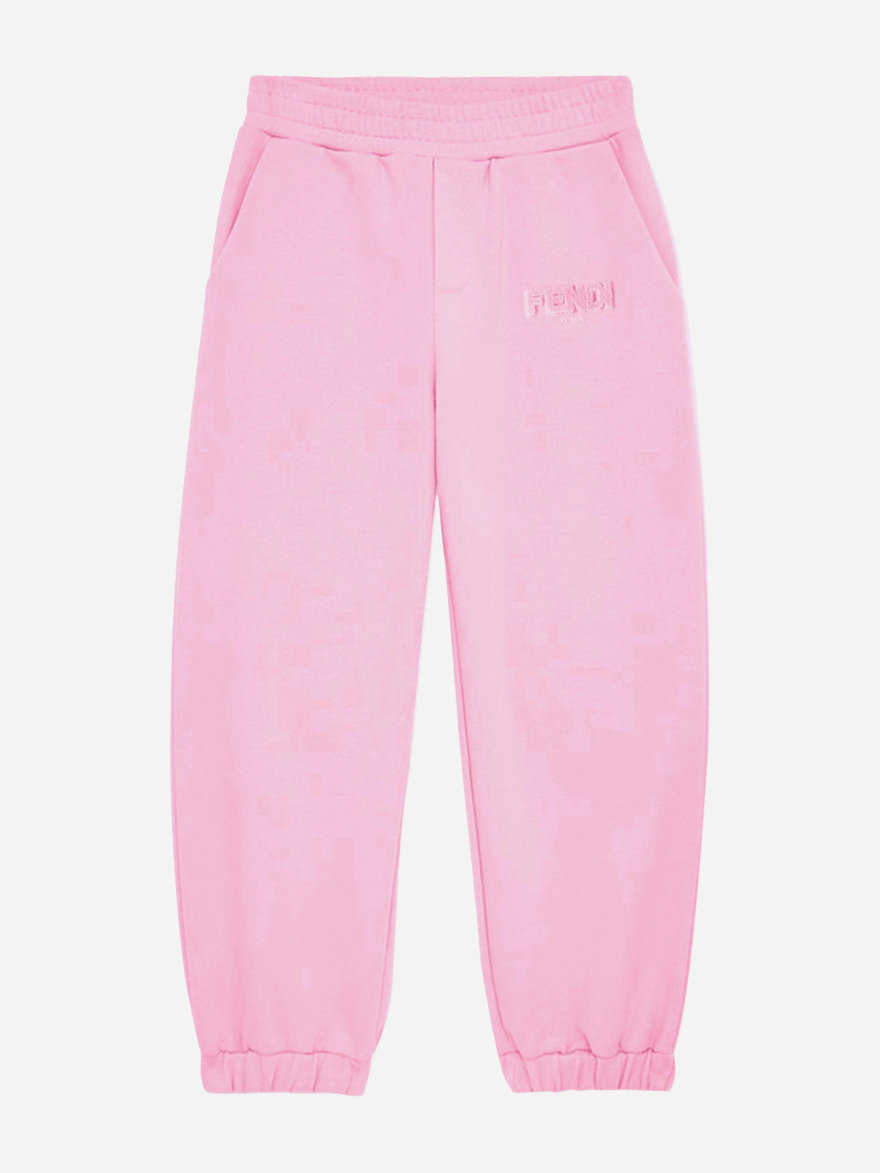 Fendi Kids Girls Pink Fendi Logo Joggers In - 6 Yrs