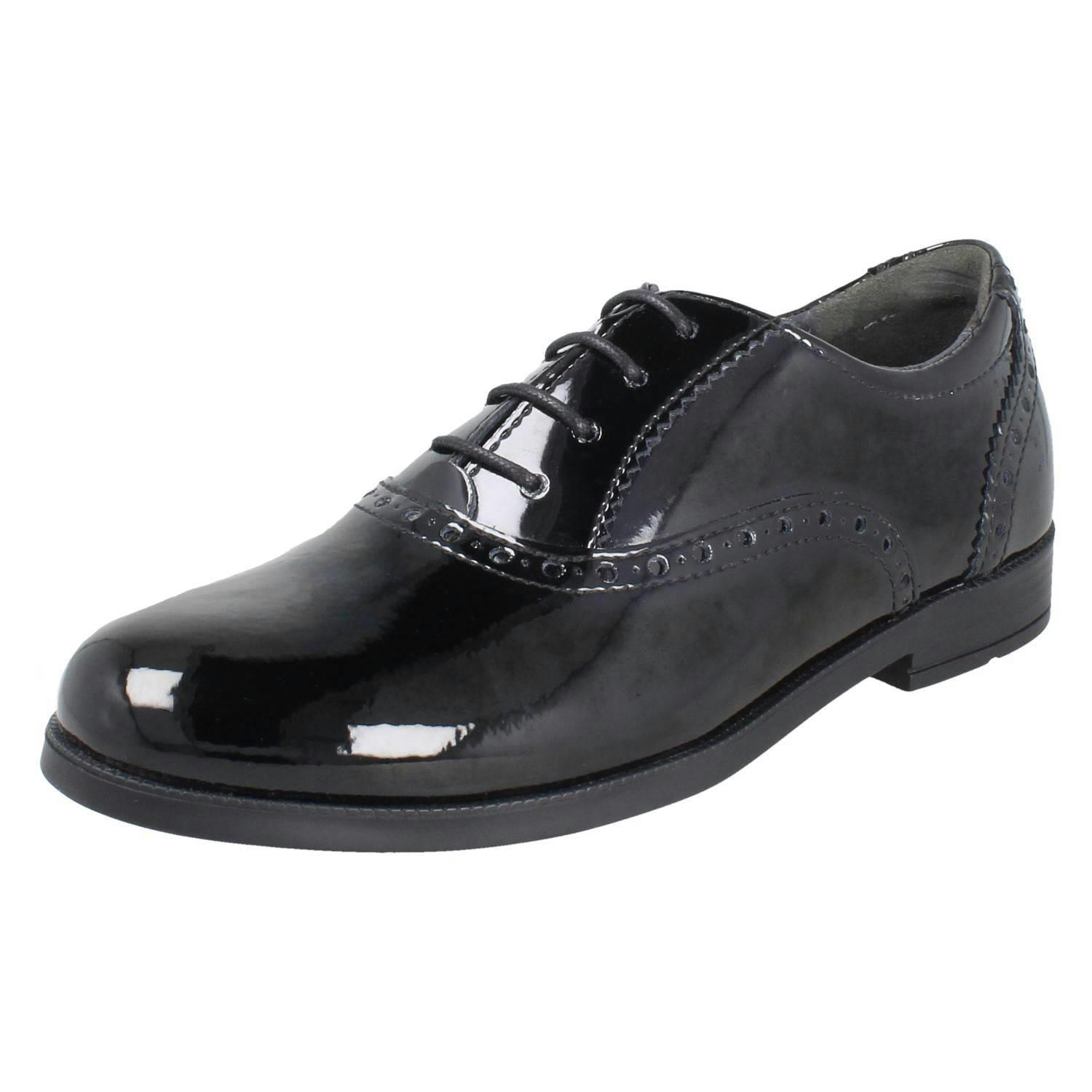 Start-Rite Girls Black Brogue Lace Up School Shoes Hermione - Patent - Uk 5.5 Child - F
